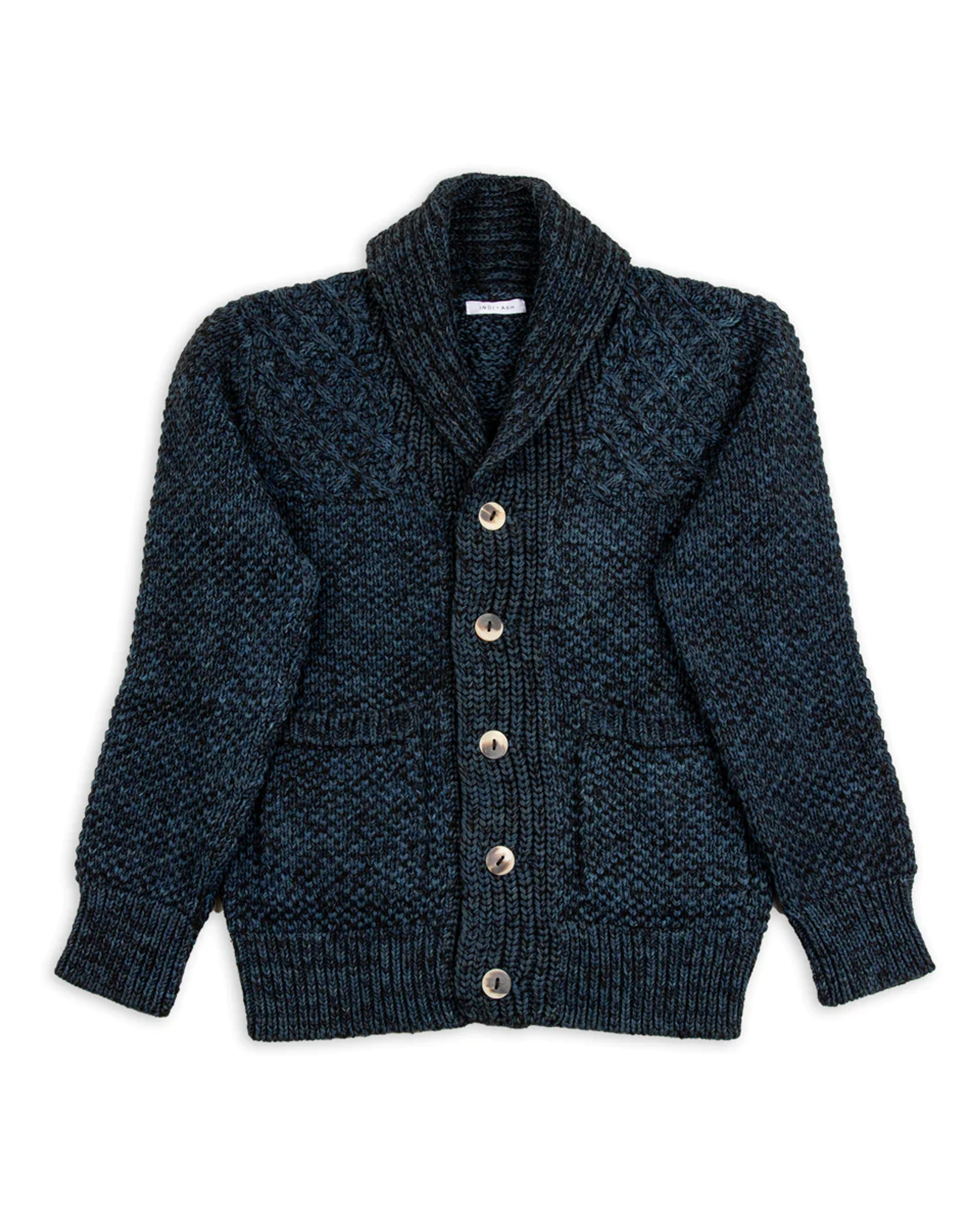 Indi + Ash Andes Hand Knit Cardigan - Plant Indigo/Black Alpaca/Cotton – Standard & Strange