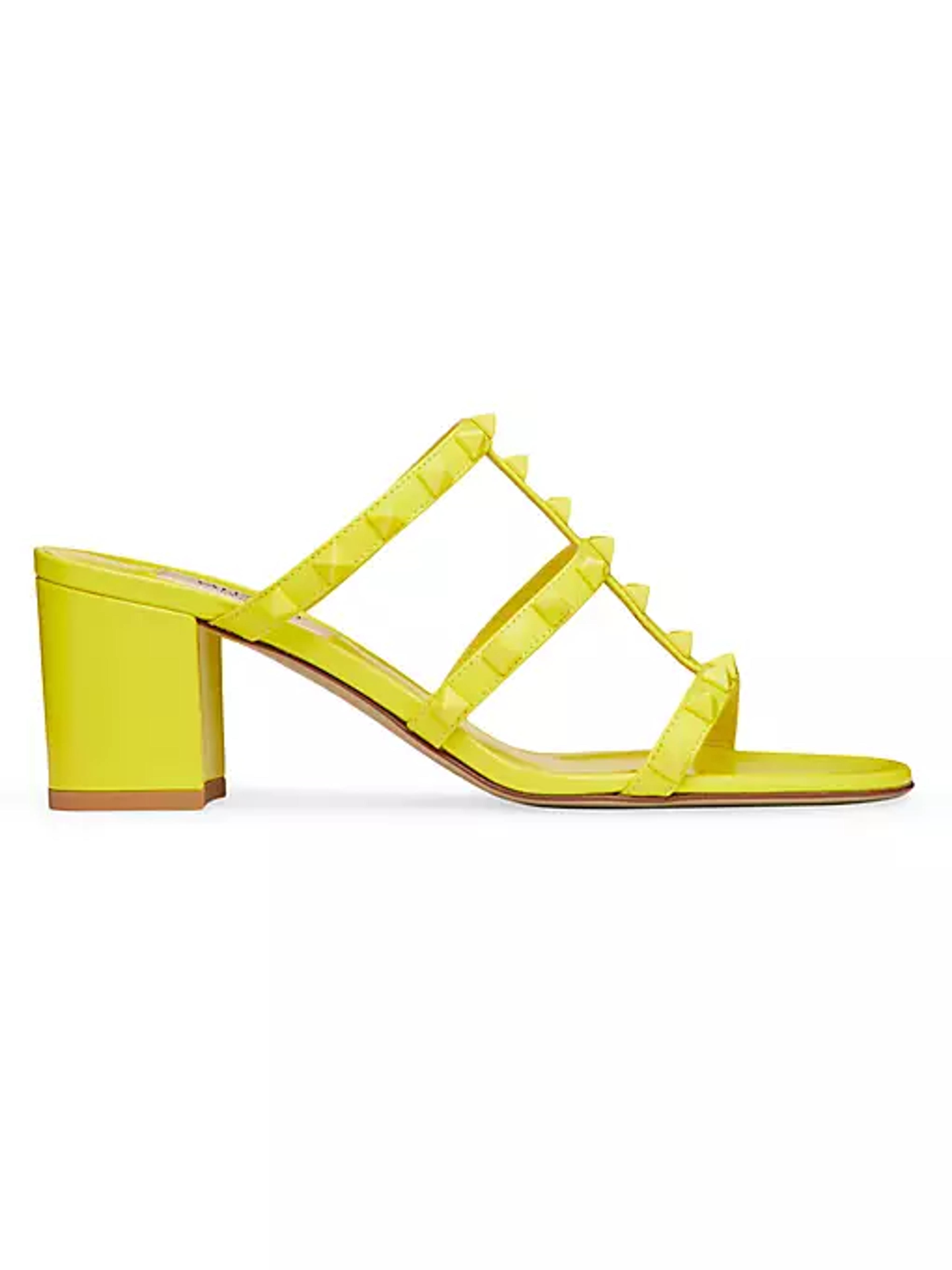 Shop Valentino Garavani Rockstud Slider Sandals In Calfskin With Tone-On-Tone Studs 60MM | Saks Fifth Avenue