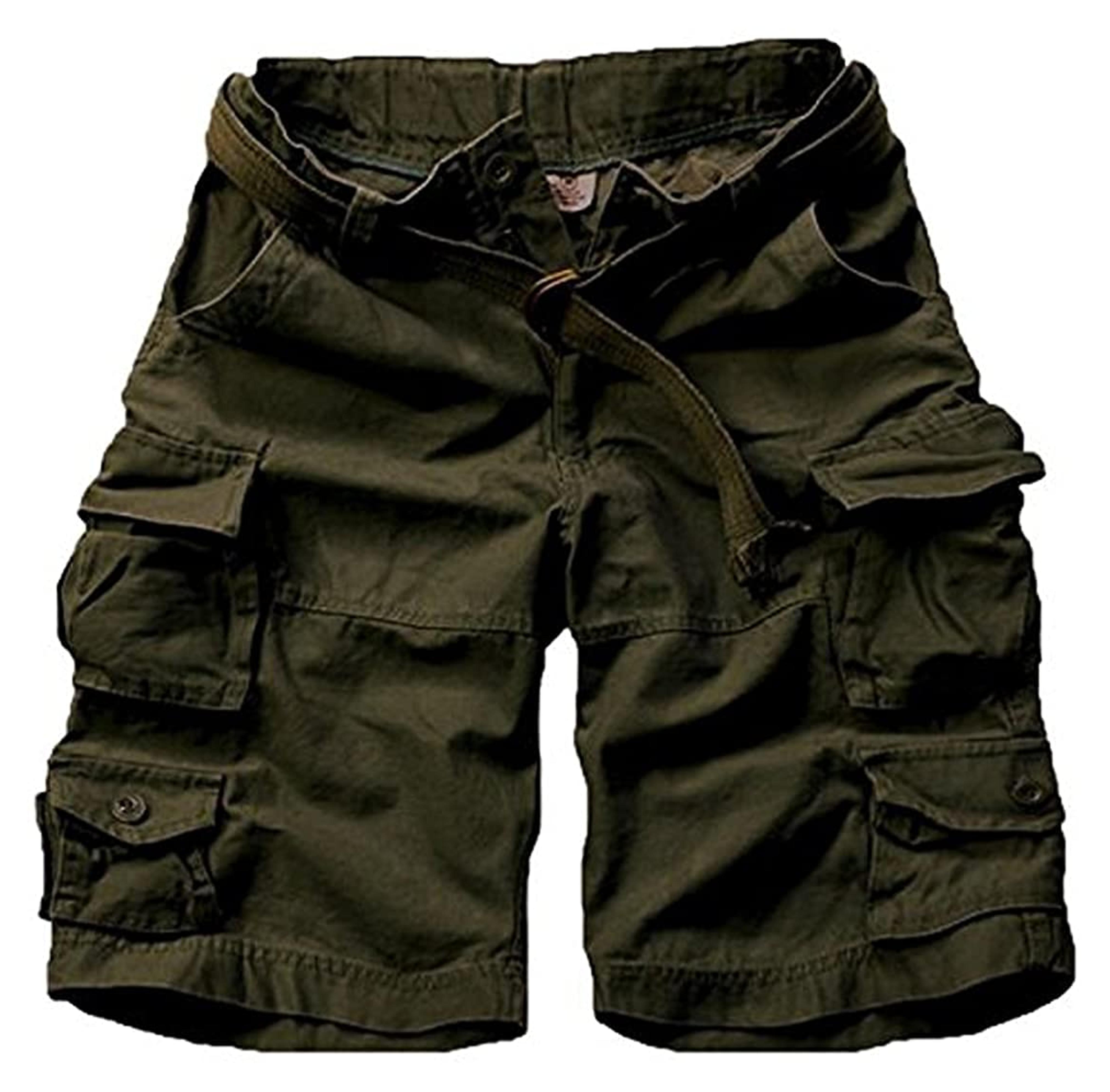 FOURSTEEDS Womens Casual Loose Fit Multi-Pocket Camouflage Twill Bermuda Cargo Shorts with Belt