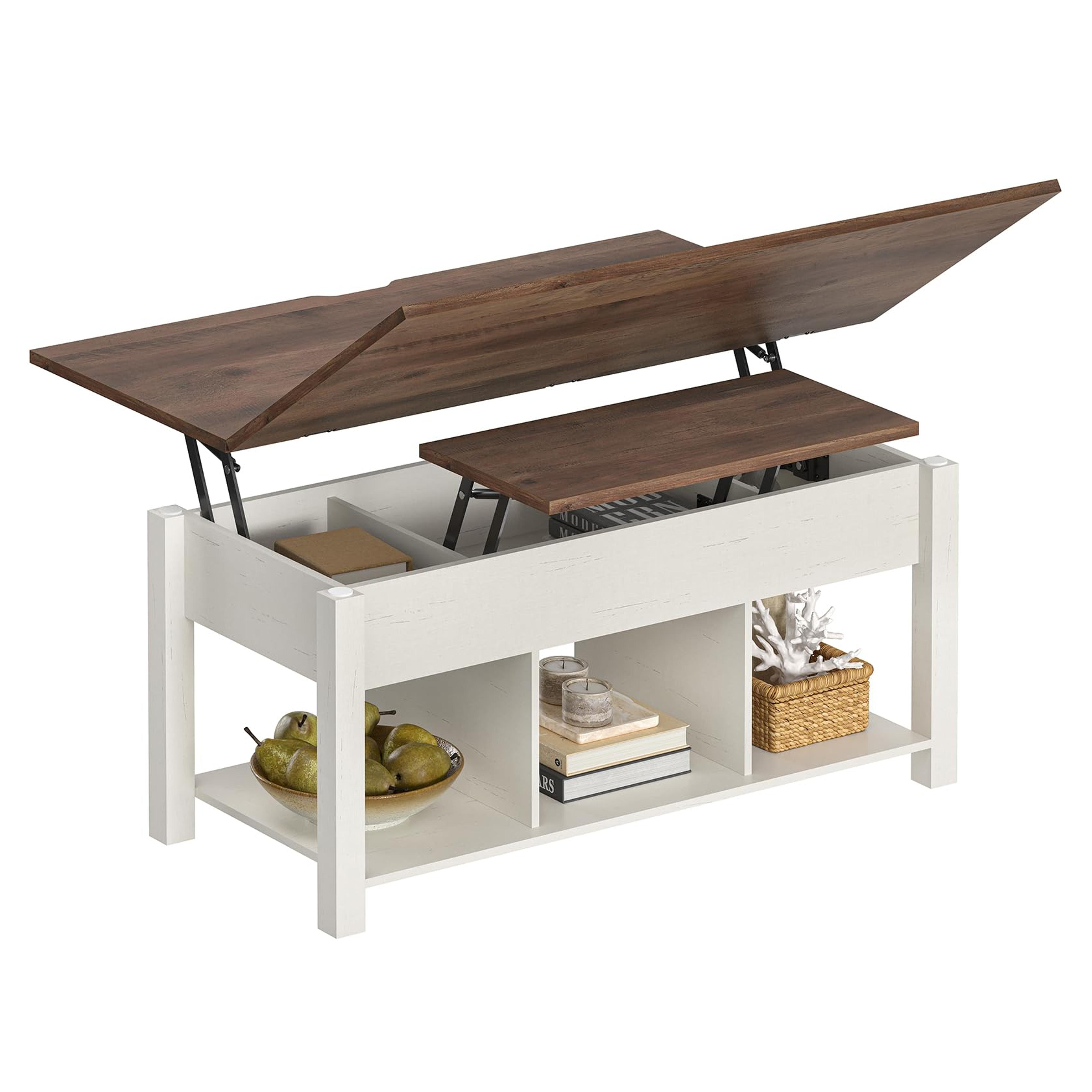 Amazon.com: UPOSOJA Lift Top Coffee Table for Living Room, 4 in 1 Coffee Table with Storage, Modern Farmhouse Wood Coffee Tables with Hidden Compartments and Open Shelf (Old White) : Home & Kitchen