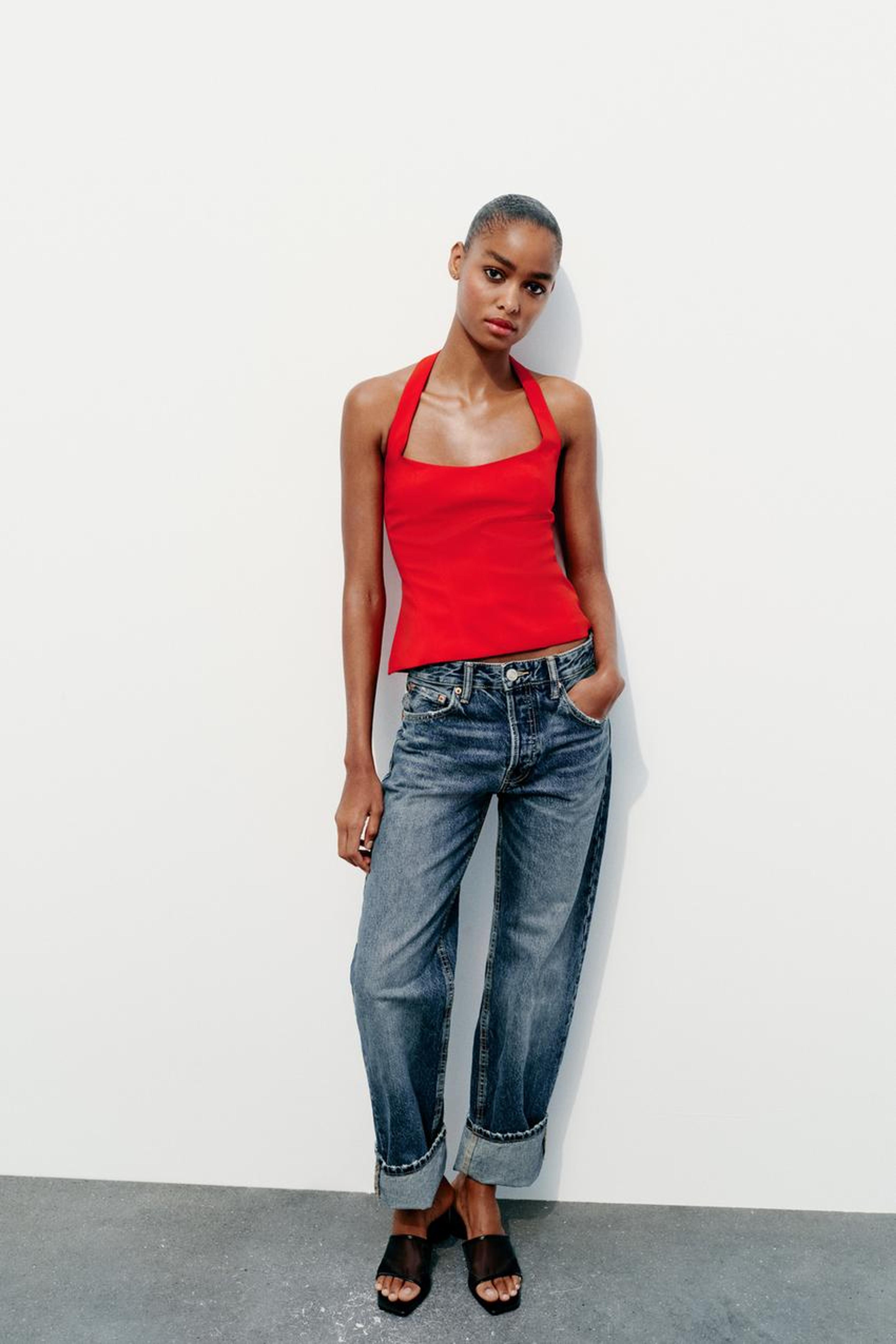 FITTED HALTER TOP - Red | ZARA United States