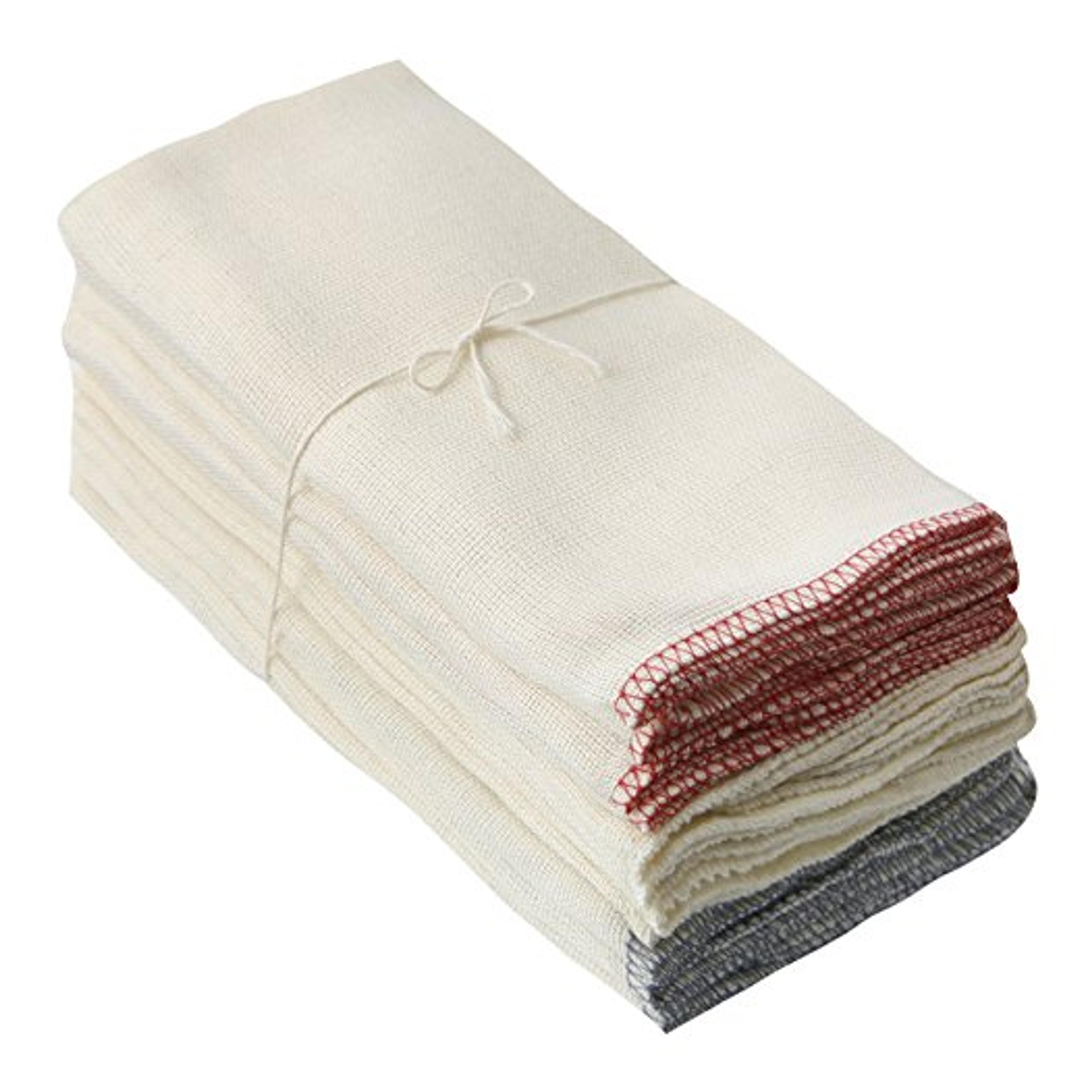 MUJI Cotton Waste Dishcloth 15 by 15-inch Hemmed Border 12-Pack