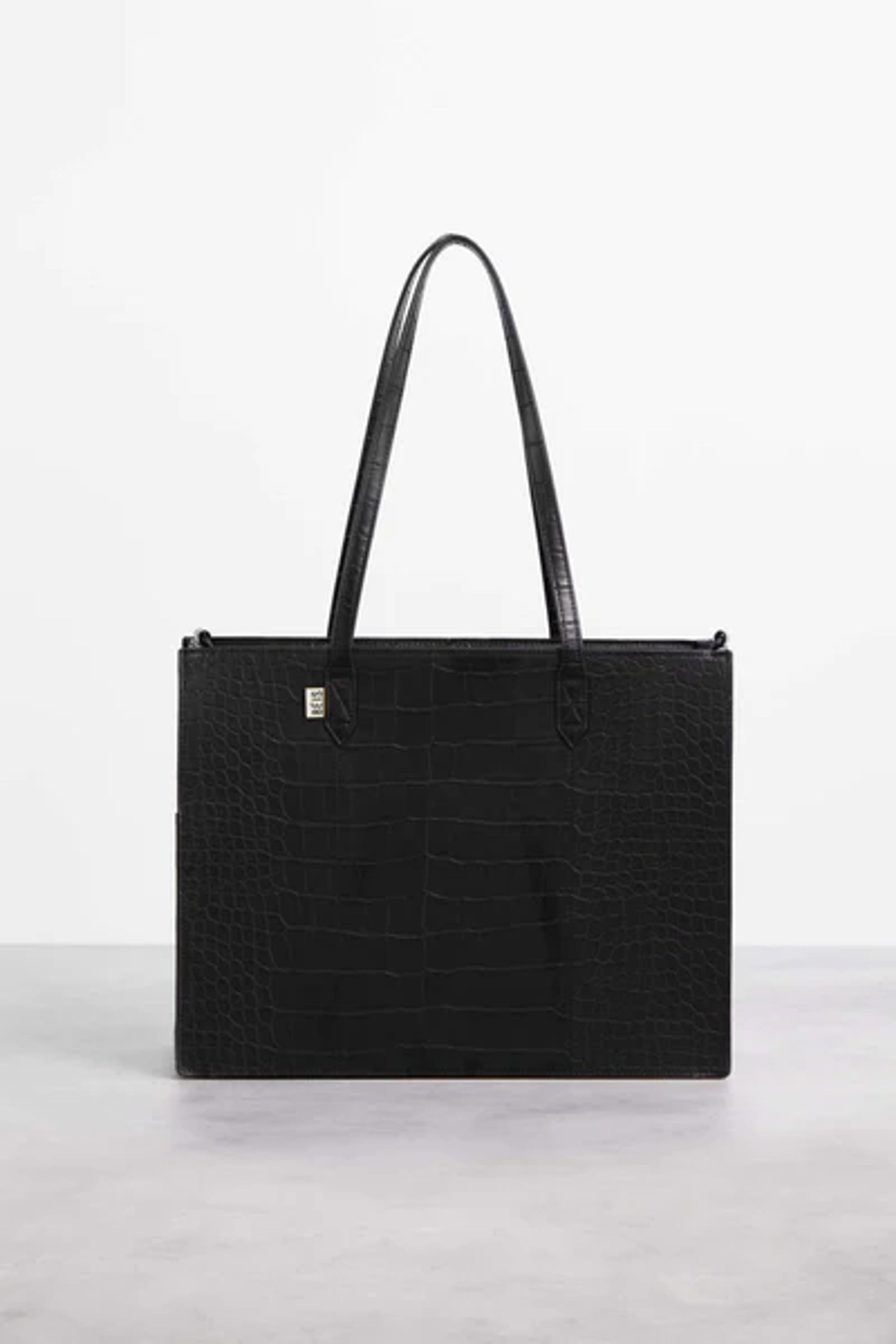 The Mini Work Tote in Black Croc