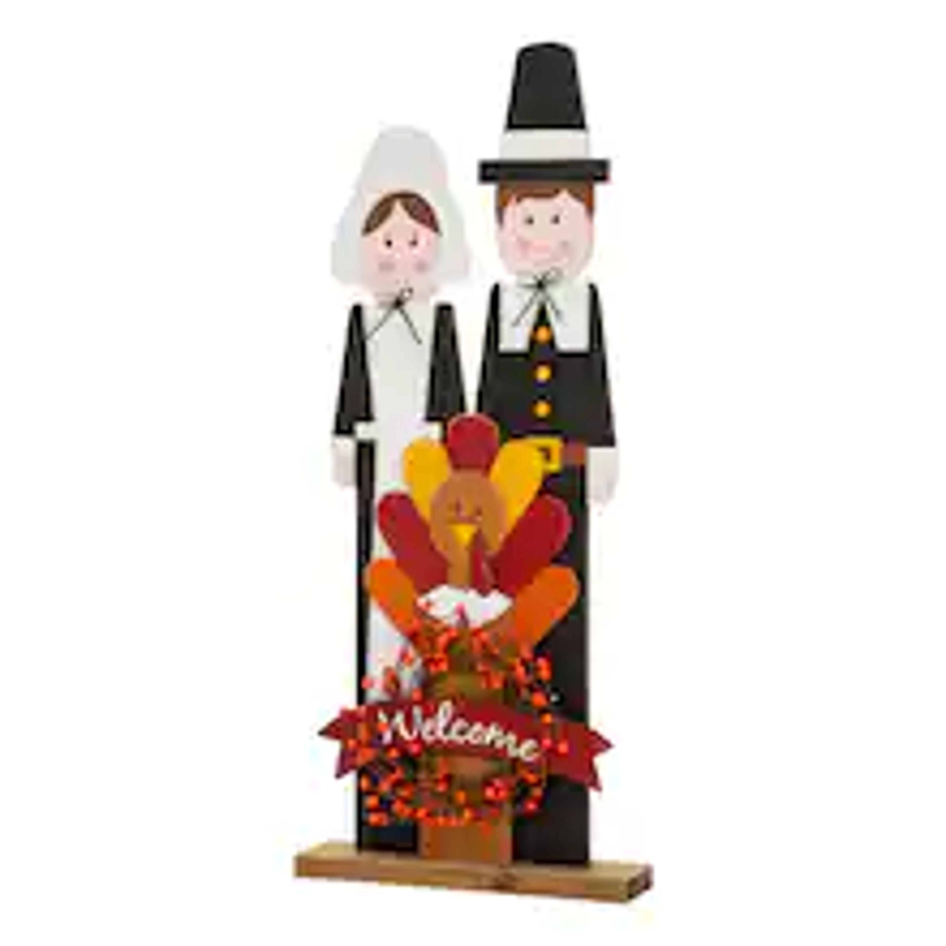 Glitzhome® 36" Thanksgiving Pilgrim Couple Porch Décor | Michaels