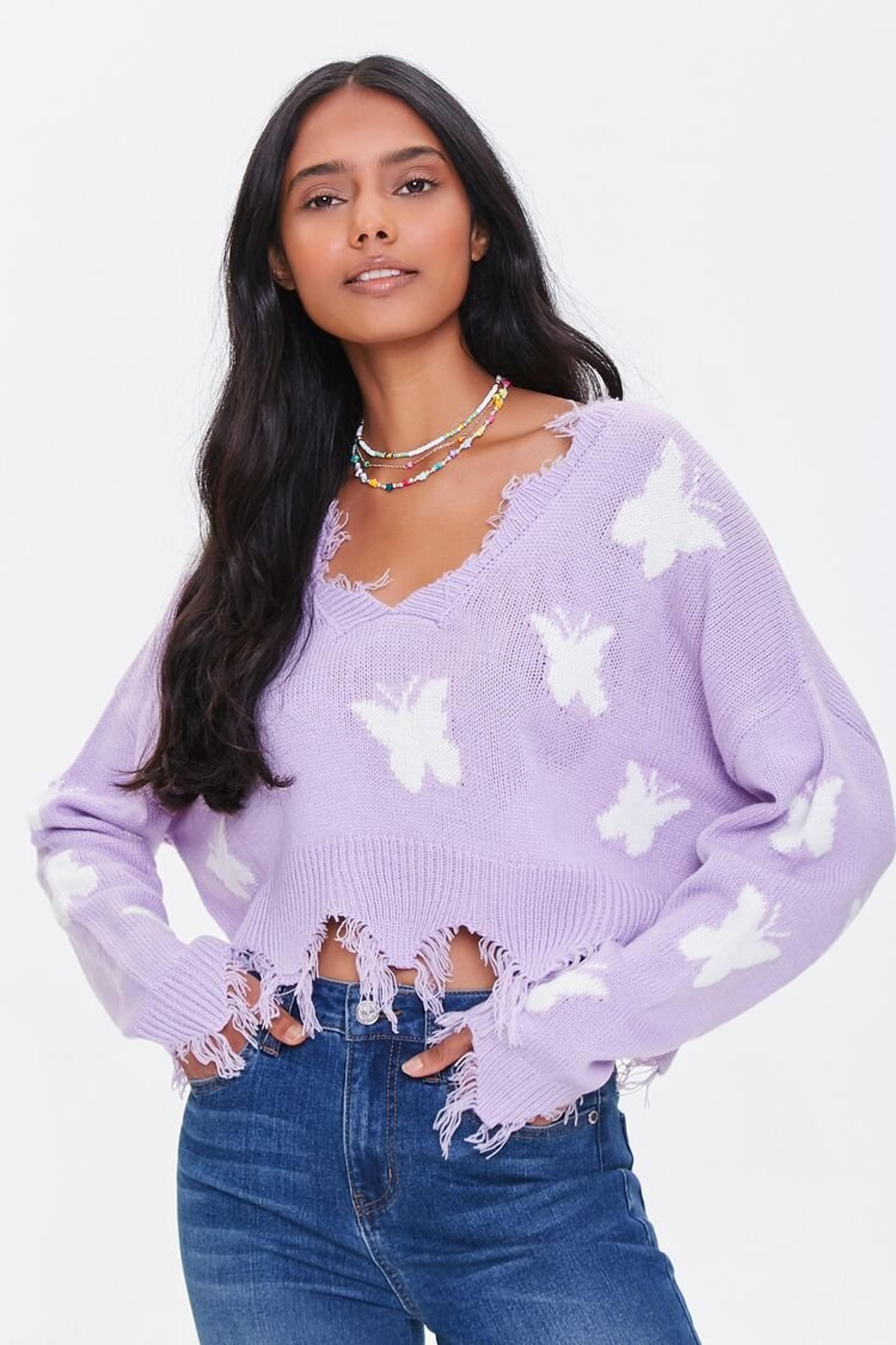 Butterfly Frayed Sharkbite Sweater