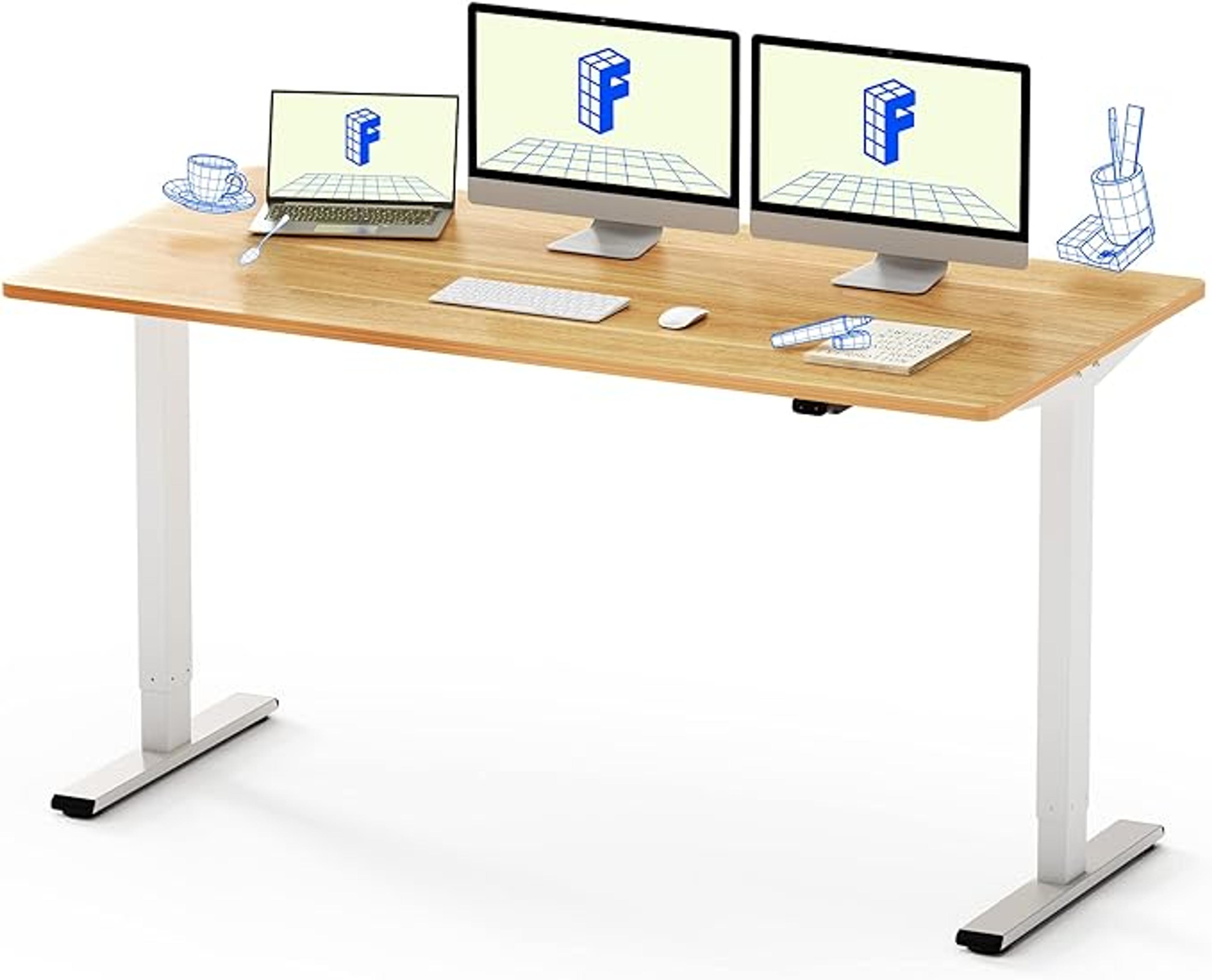 FLEXISPOT EG1 160 x 80 cm Electric Height-Adjustable Desk, FSC Certified, 2-Way Telescope - Ergonomic Sitting Standing Desk with Table Top (White Frame, Maple) : Amazon.de: Home & Kitchen