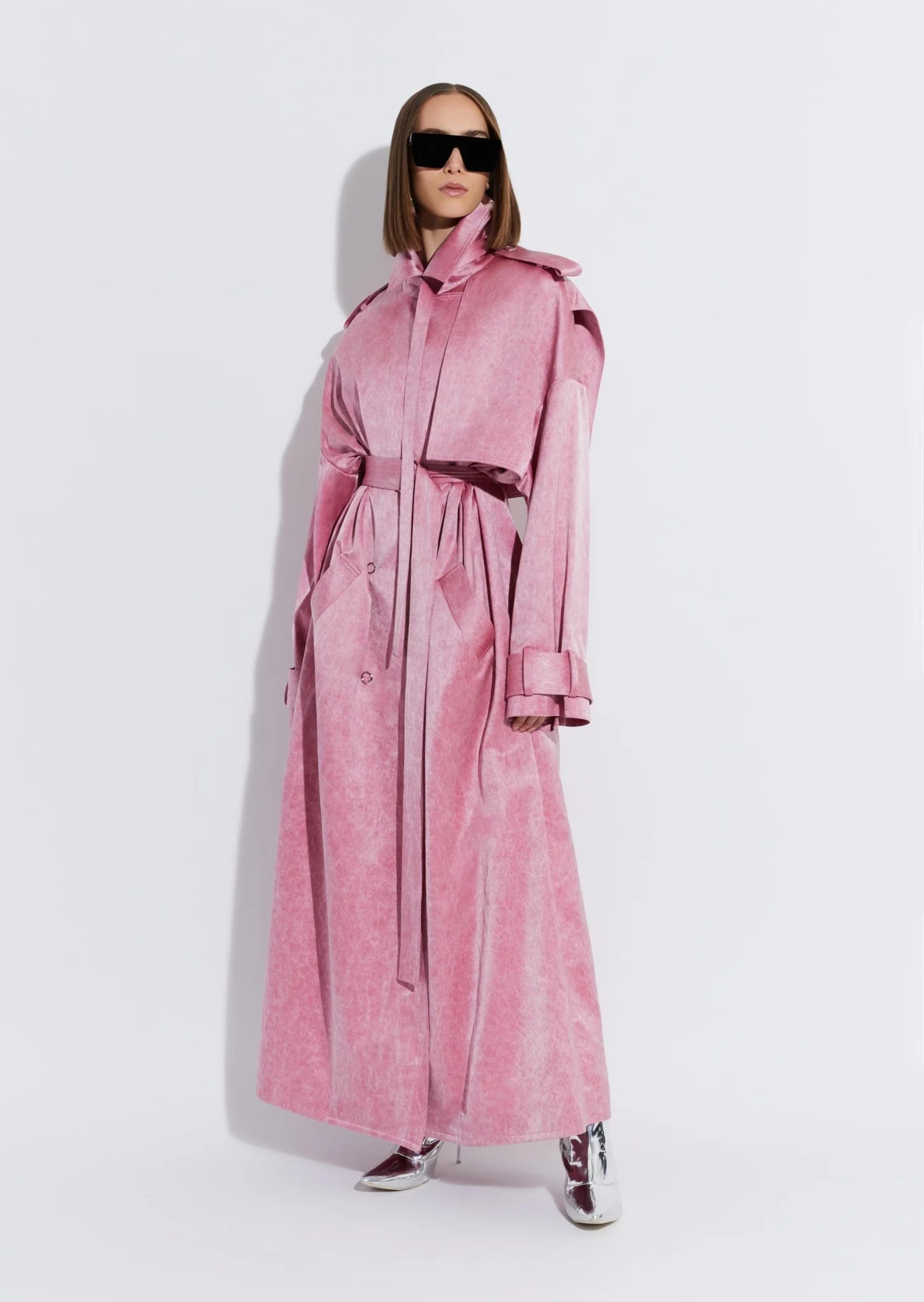 Washed Cotton Double Breasted Trench in Hibiscus Pink | LAPOINTE