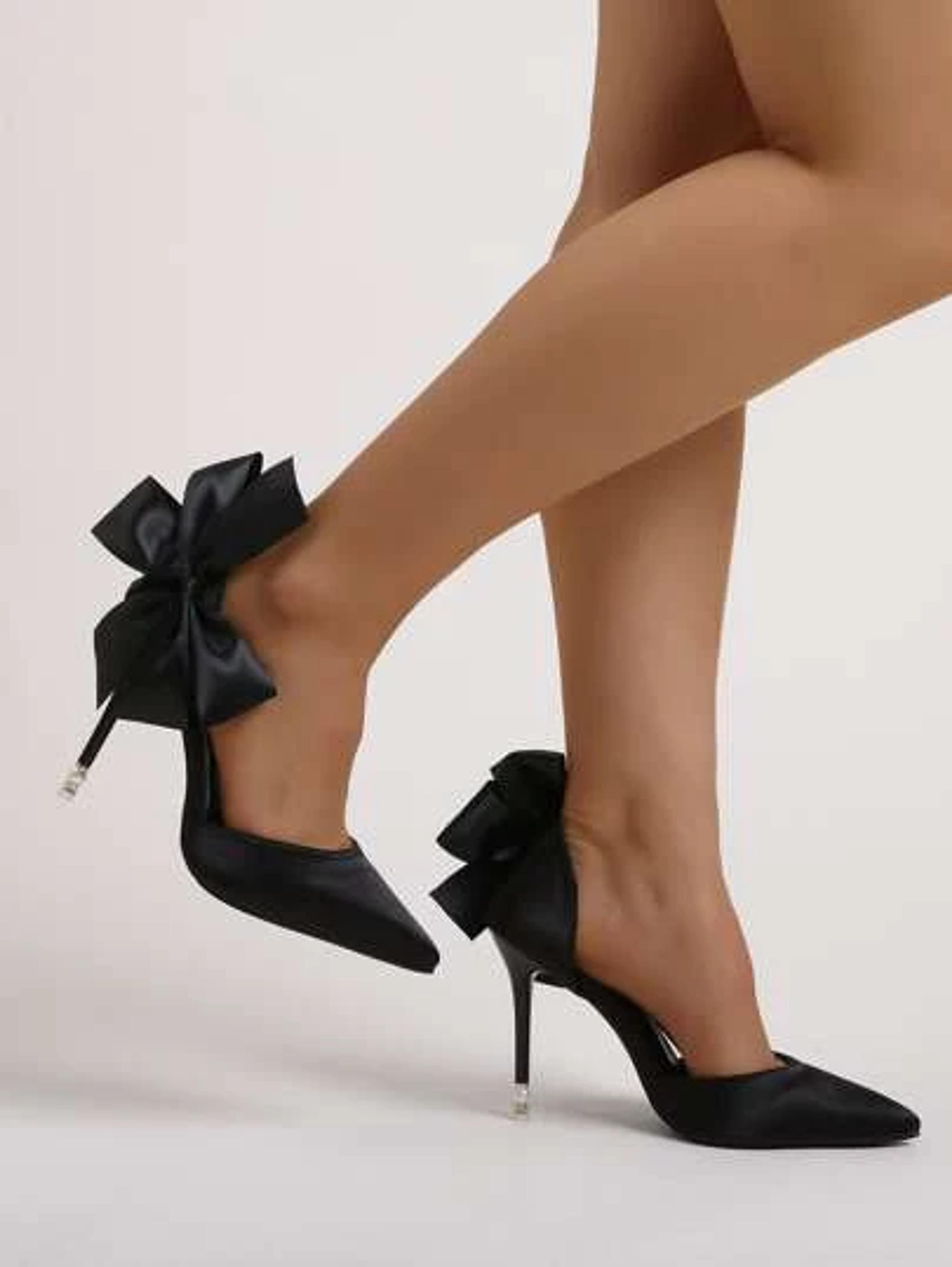 Bow Decor Point Toe Sculptural Heeled Court Pumps | SHEIN USA