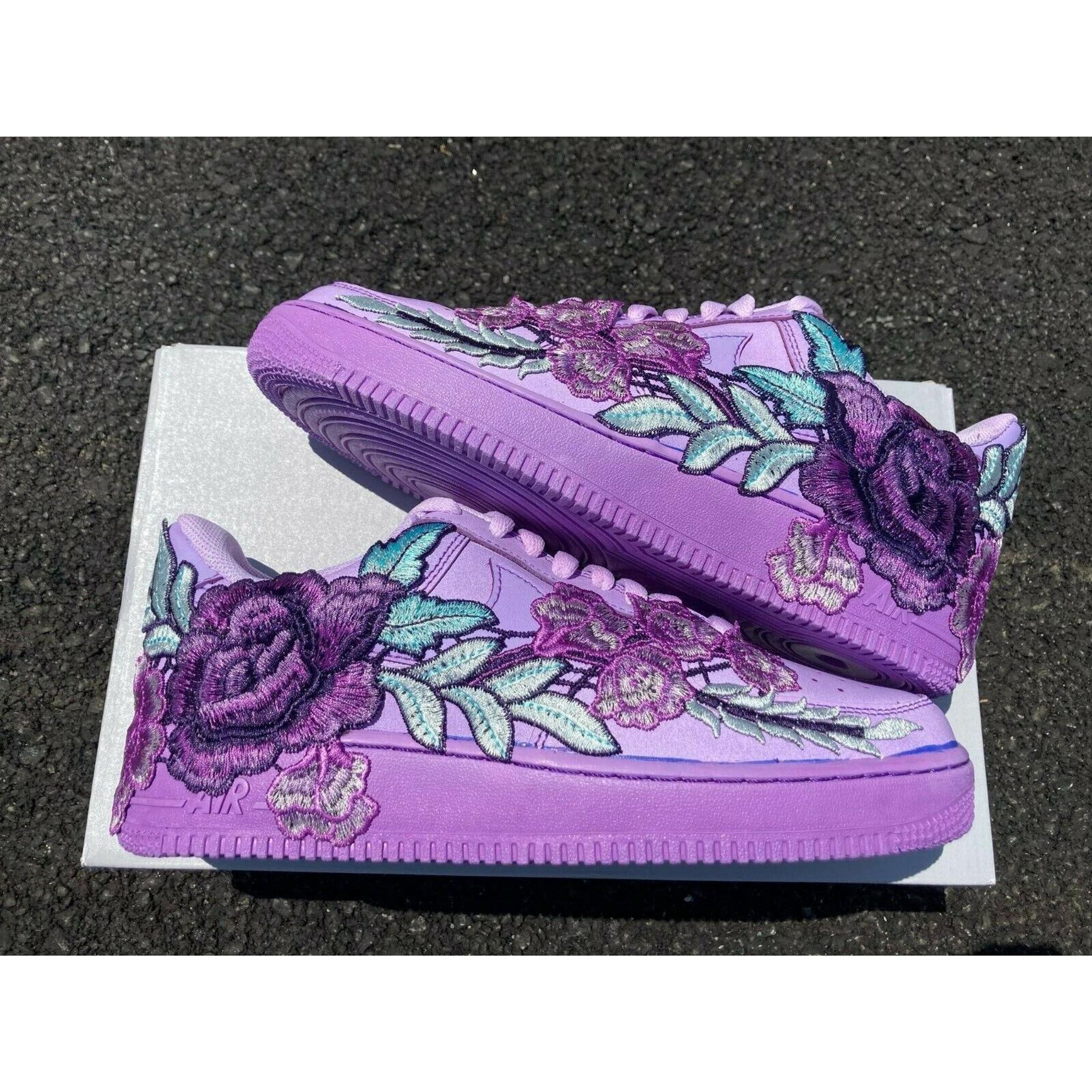 Nike Air Force 1 Low Purple Violet Tie Dip Dye Rose Flower Floral Custom Shoe | 883212074461 - Nike shoes Air Force - Purple , Purple Manufacturer | SporTipTop