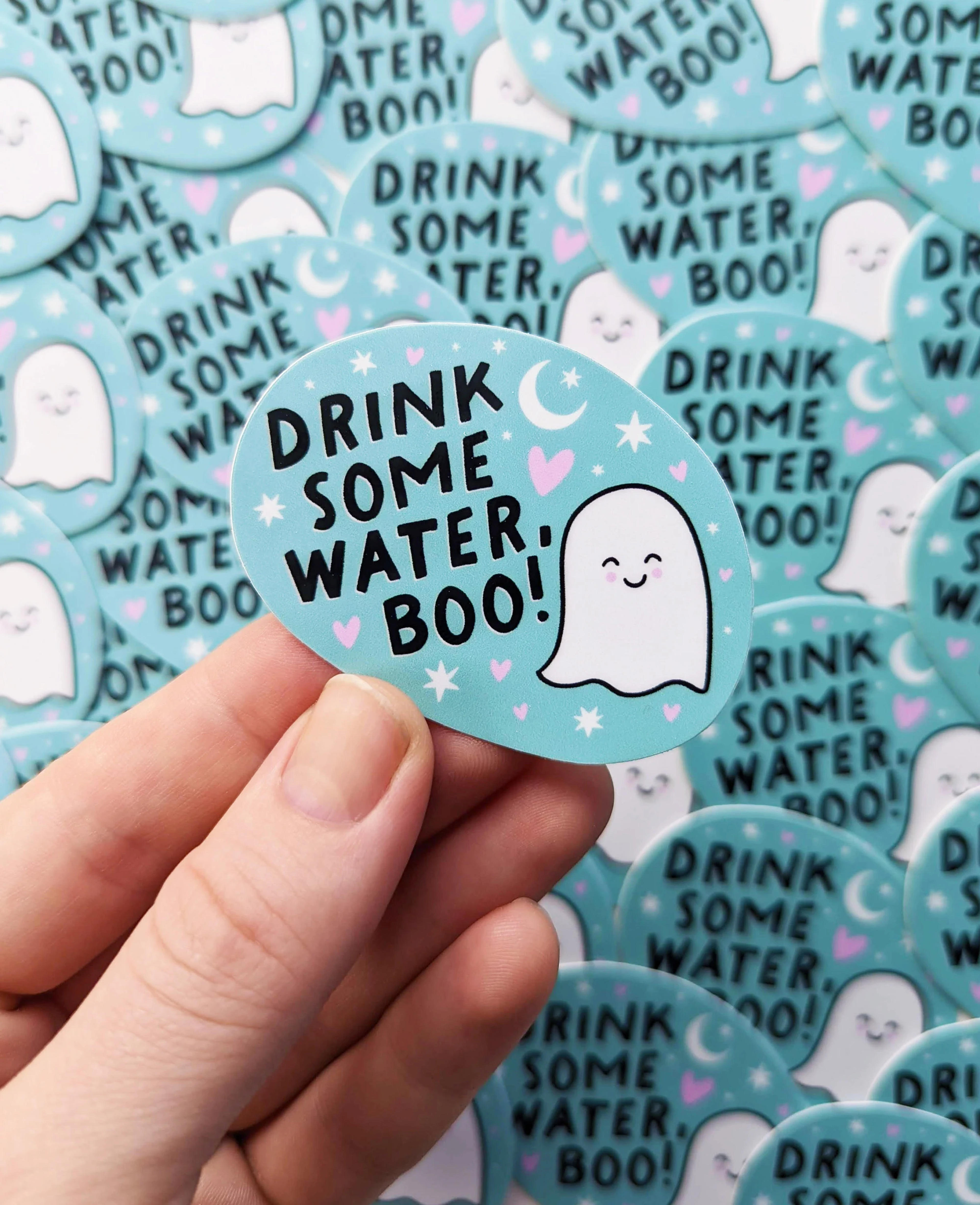 Cute Little Ghost Water Bottle Sticker Pastel Aesthetic - Etsy