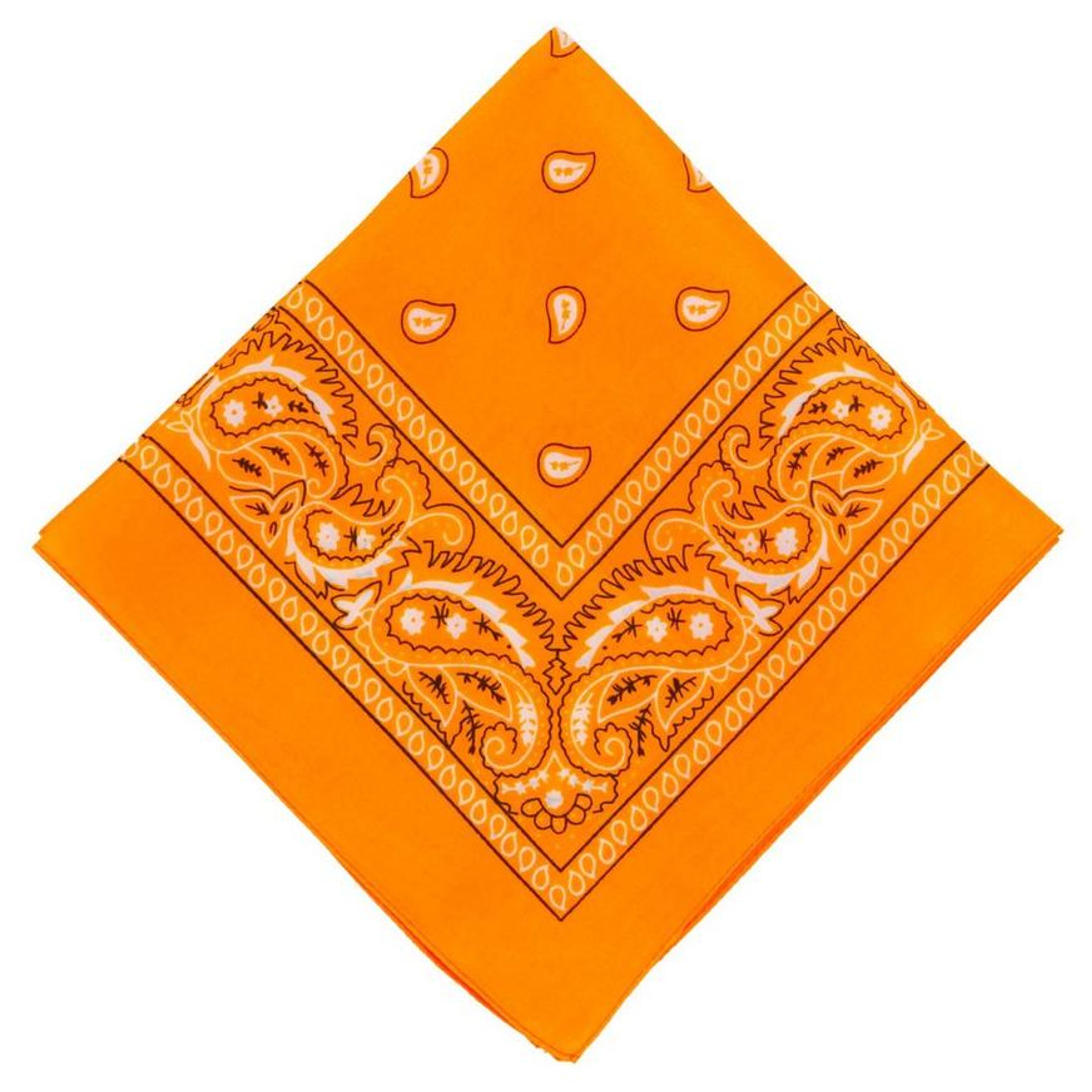 Neon Orange Paisley Bandana, 20in x 20in | Party City