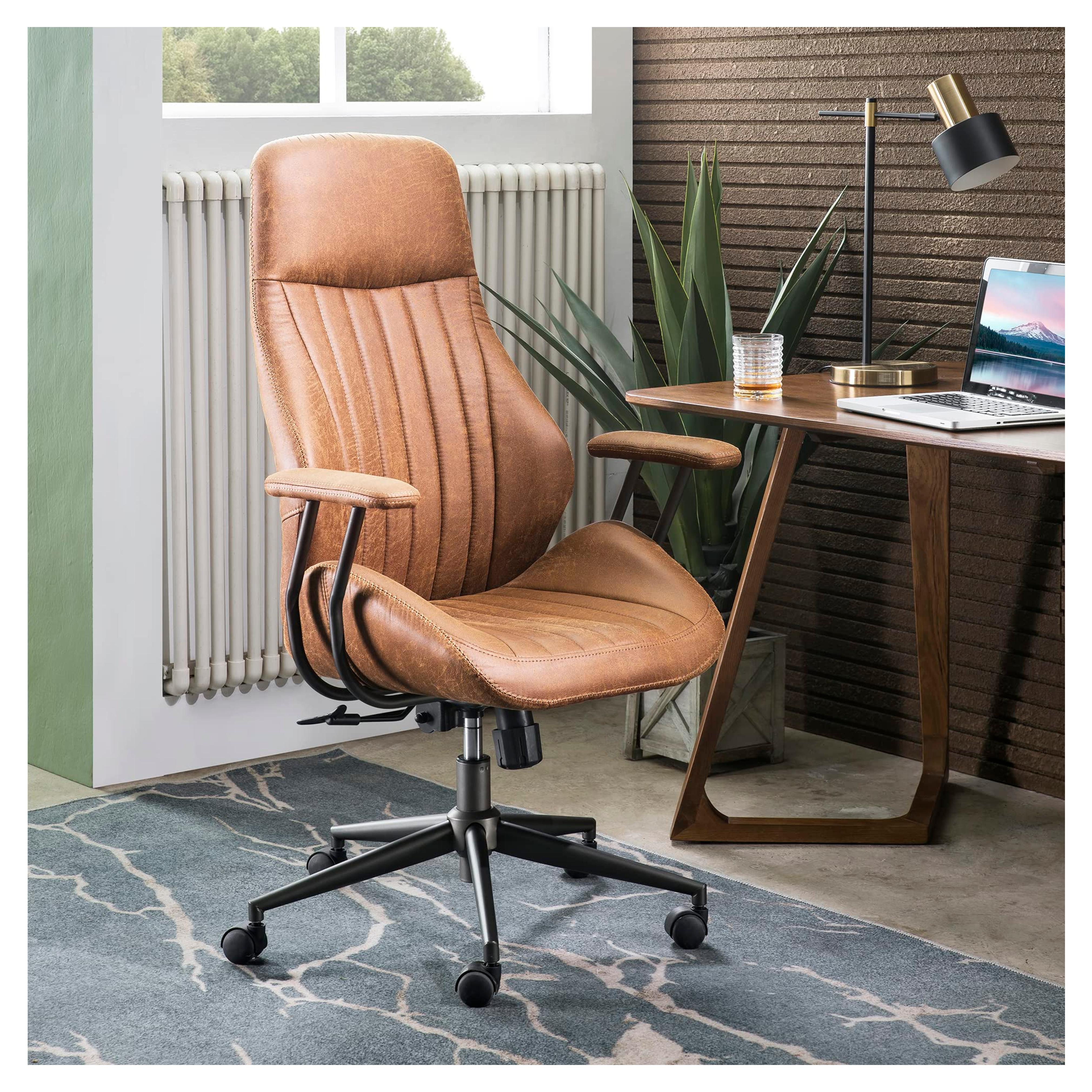 Amazon.com: ovios Ergonomic Office Chair Modern Computer Desk Chair High Back Suede Fabric Desk Chair with Lumbar Support for Executive or Home Office (Brown) : Home & Kitchen