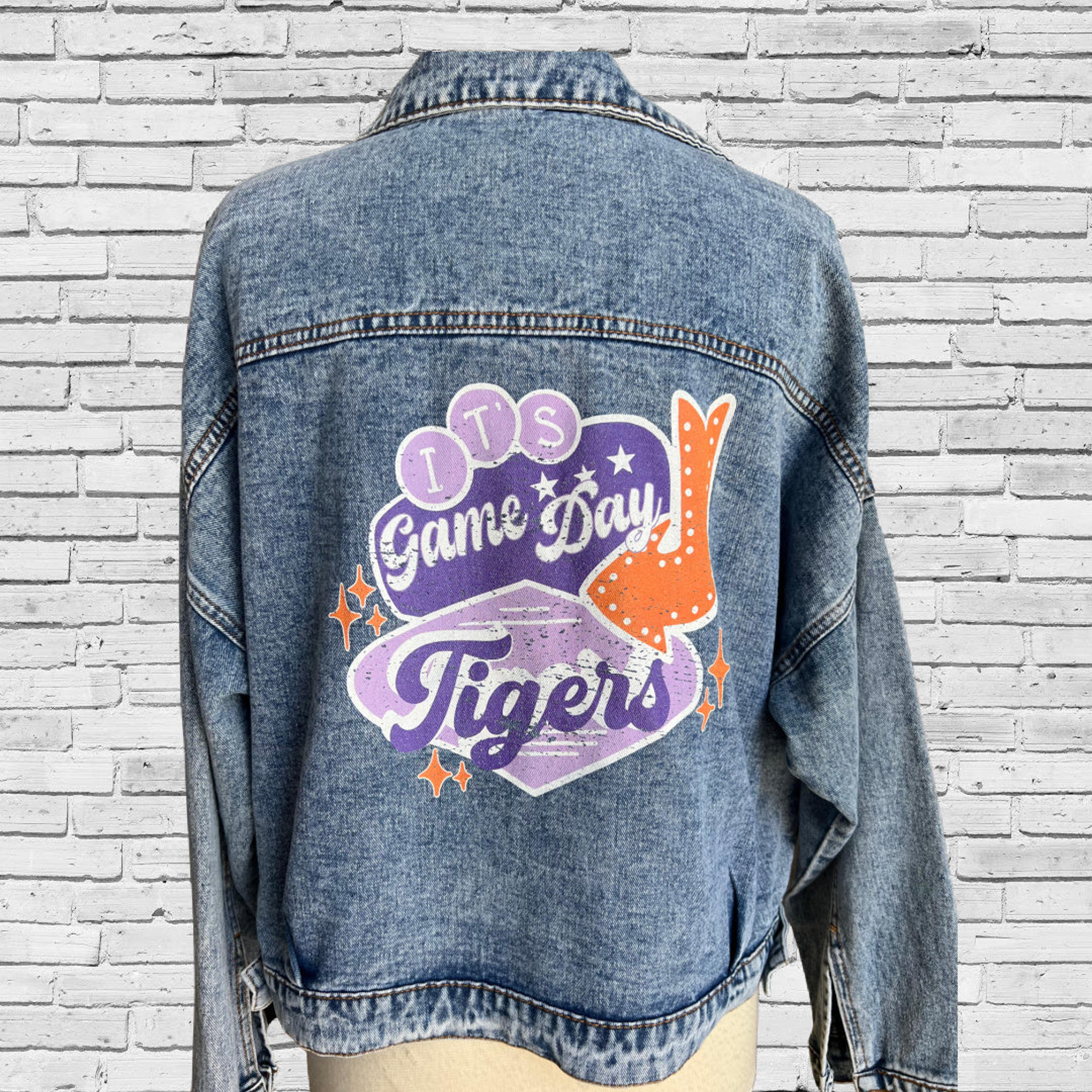 IT'S GAME DAY DENIM JACKET - CLEMSON/ORANGE – SHOPCOPPERPENY.COM