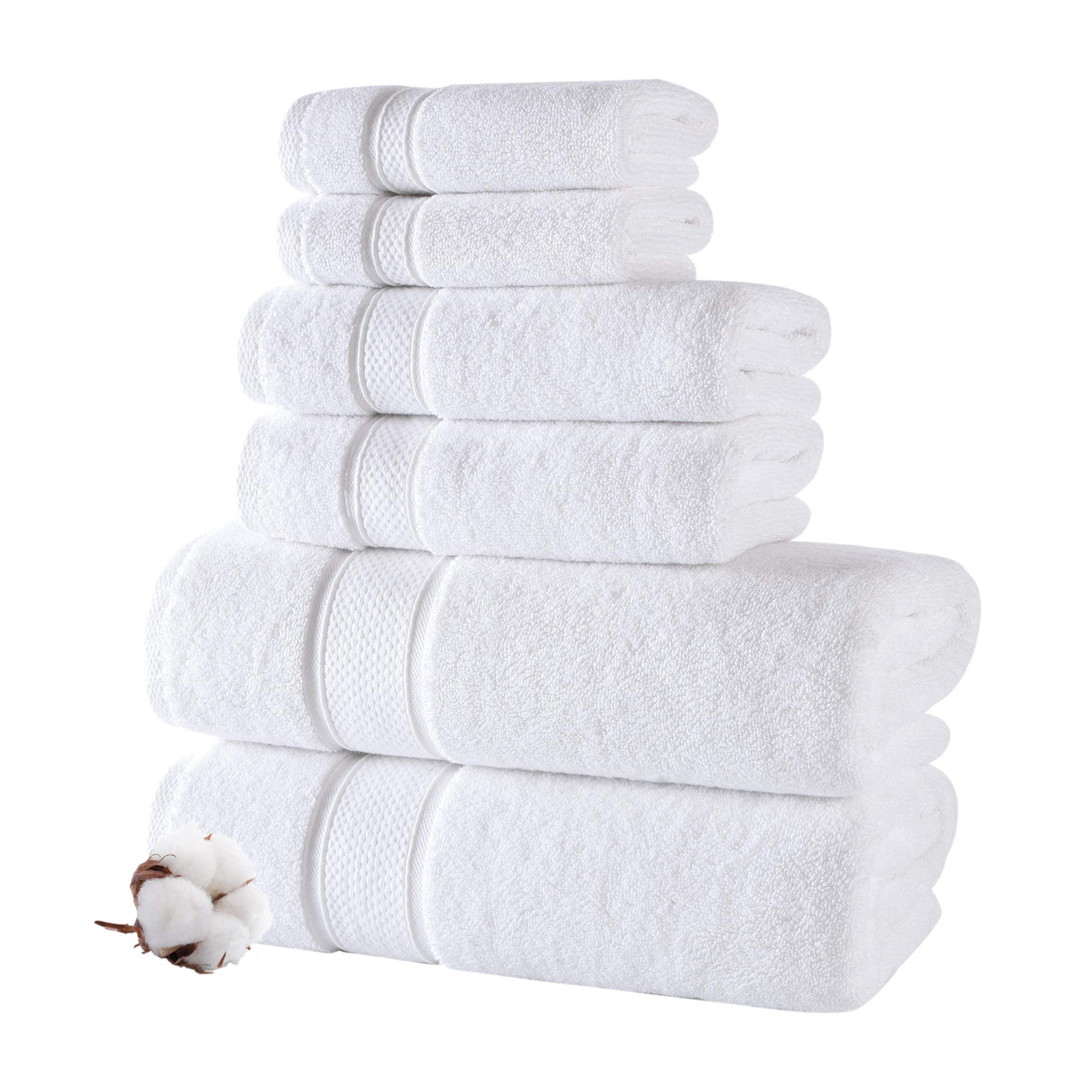 Nova Luxury Linen - Hotel Quality Turkish Towel Set for Bathroom (6 Pcs Towel Set, Pure White)