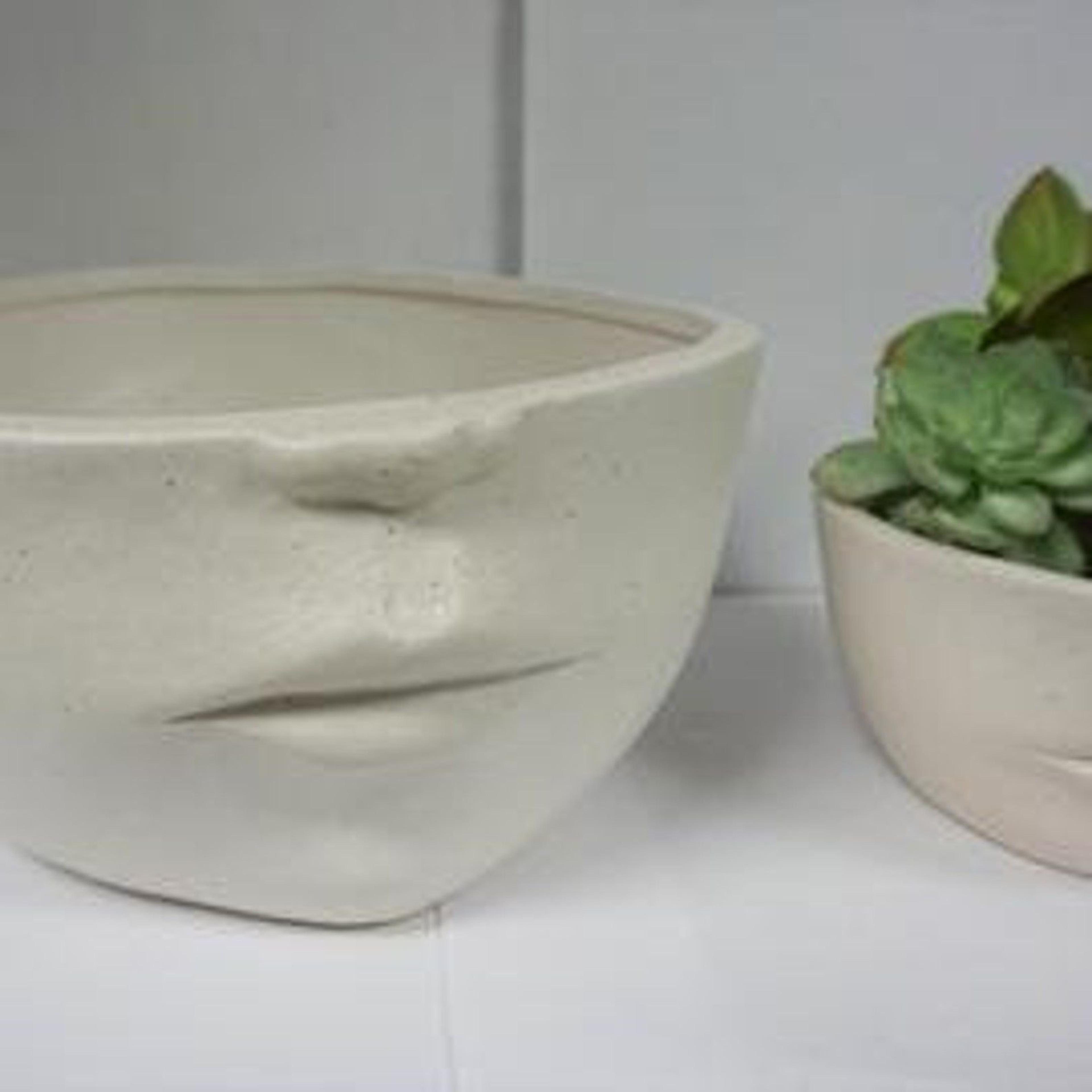 Large Ceramic Face Planter Pot | succulents | shallow 7" w x 3.5" t