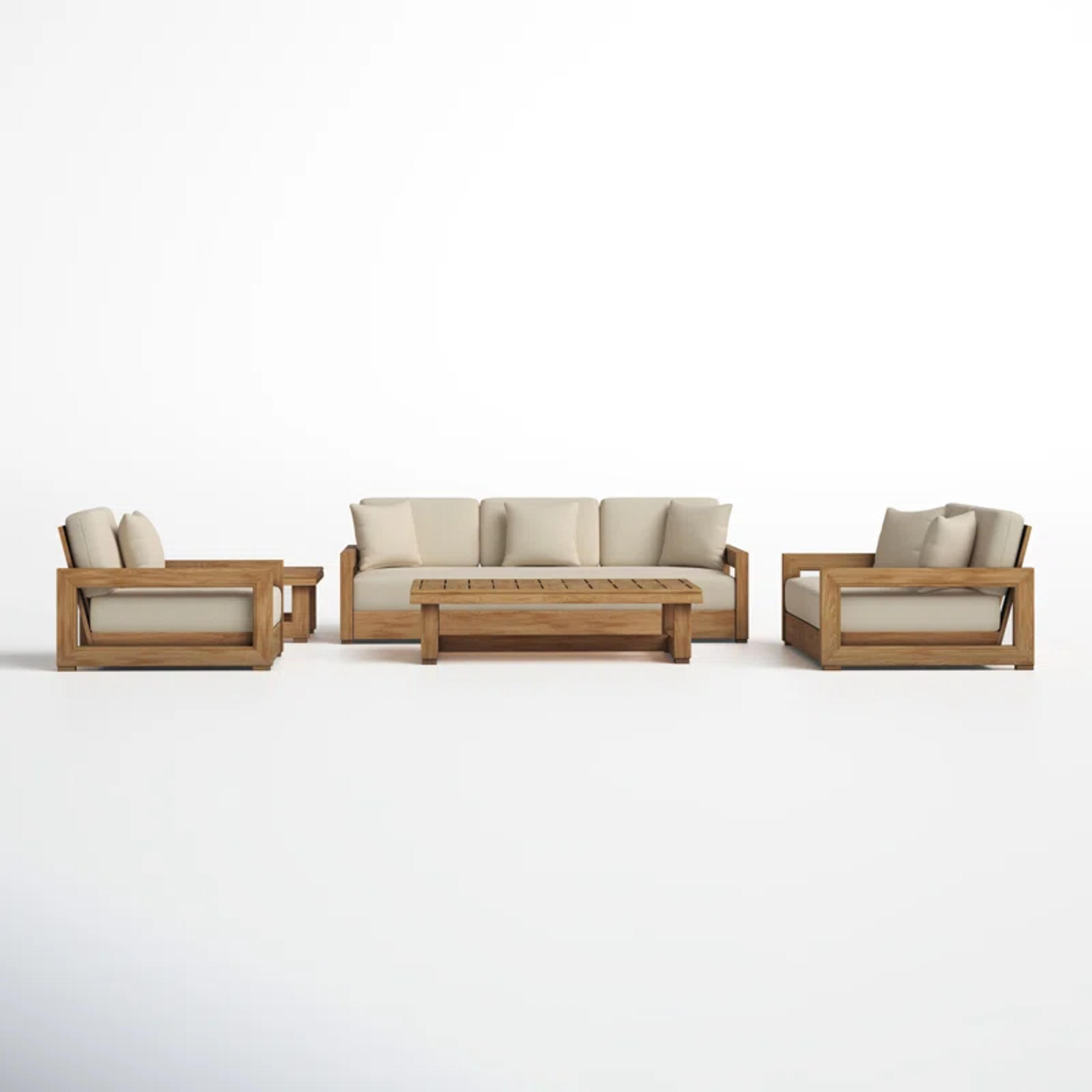 Joss & Main Melrose 5 - Piece Teak Sofa Seating Group with Cushions & Reviews | Wayfair