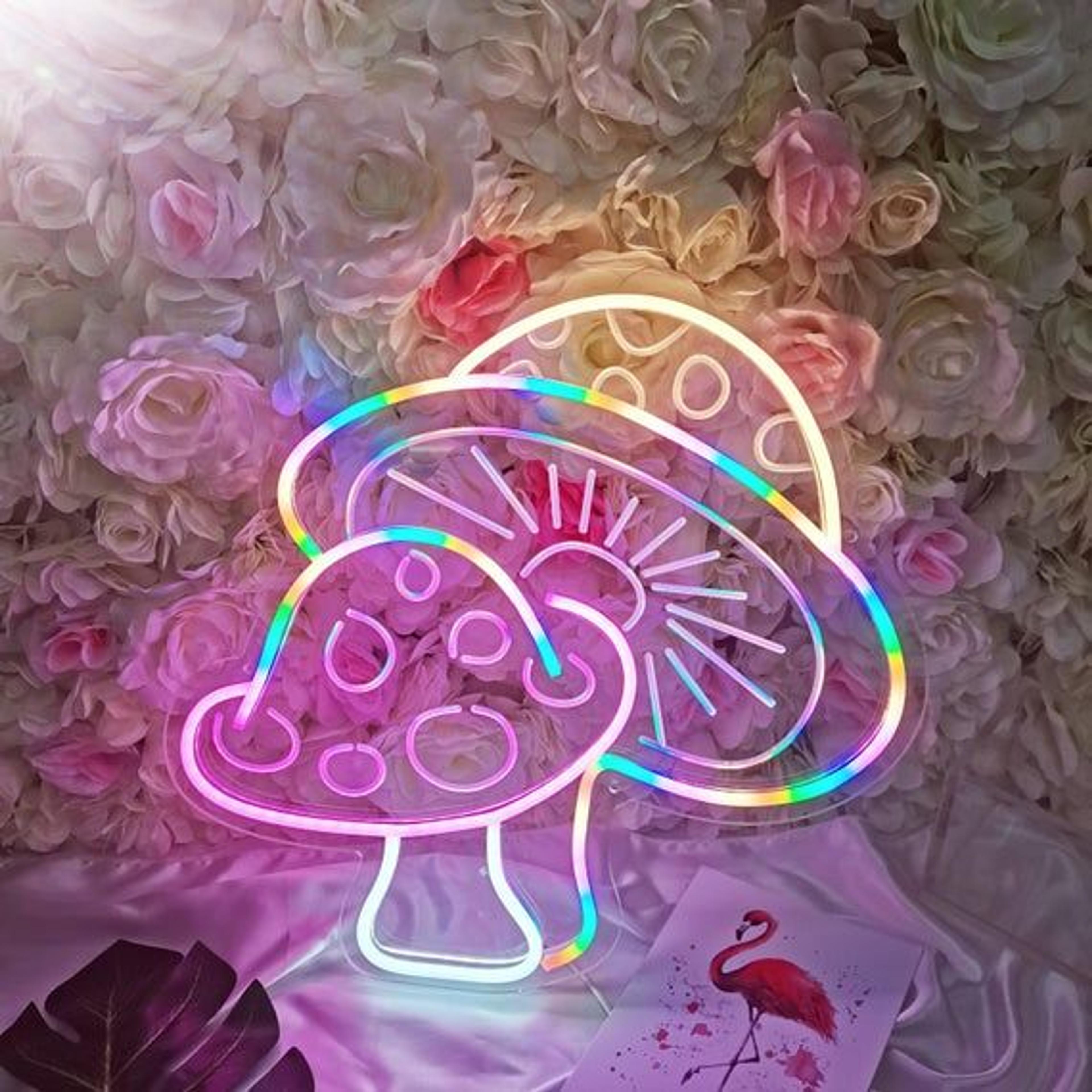 Rainbow Color Mushroom 5V USB LED Neon,Mushroom Decor,Mushroom Light,Bedroom Neon Sign,Home Neon Sign,Customize Wall Flex LED Neon Signs