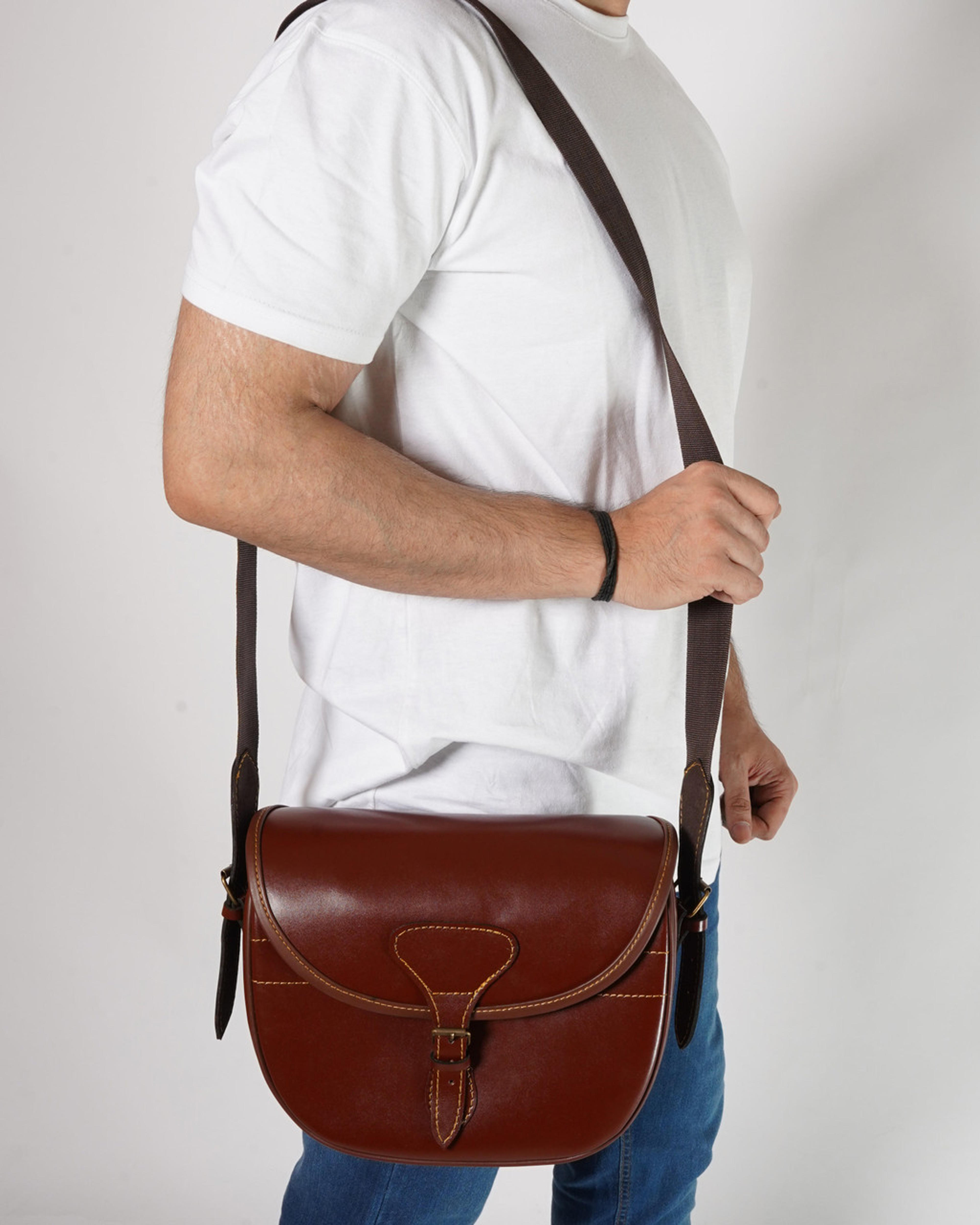 100% Genuine Leather Shooting Bag | Maroon Leather Ammo Bag