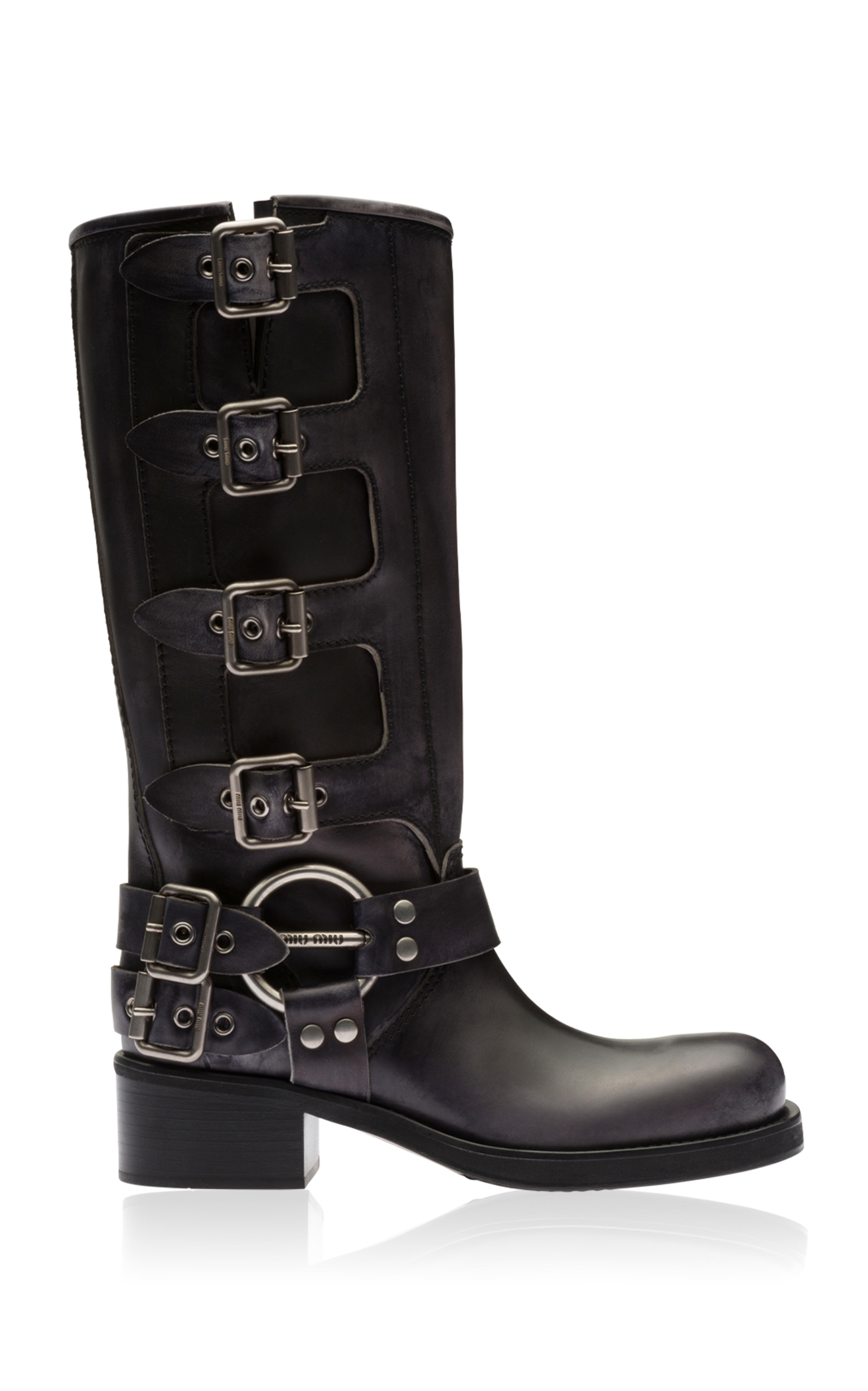 Buckled Leather Boots By Miu Miu | Moda Operandi