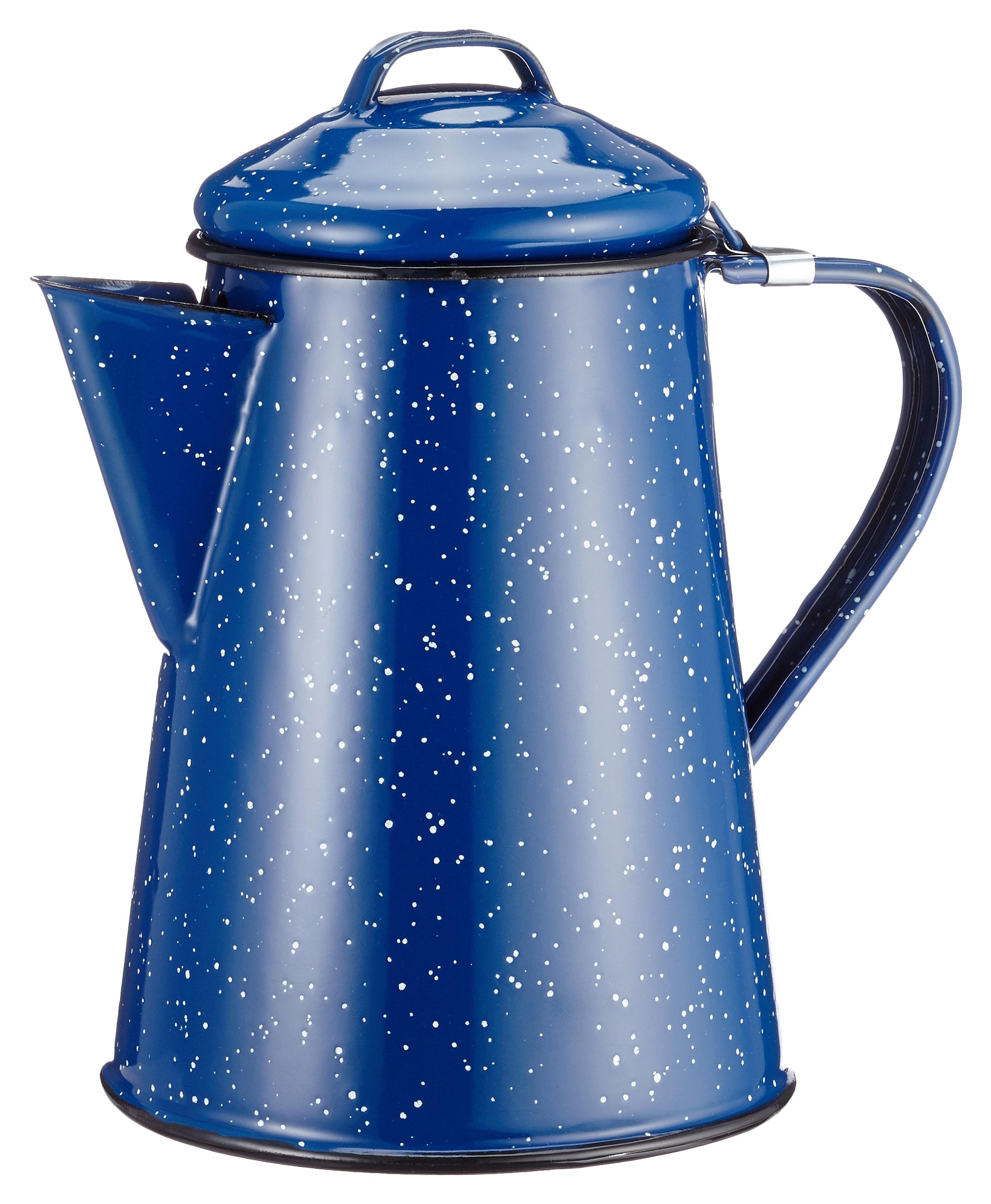 GSI Outdoors Enamel Coffee Pot to Store Hot Coffee, Tea for Camping & Farmhouse - 6 Cup Blue 6 cup