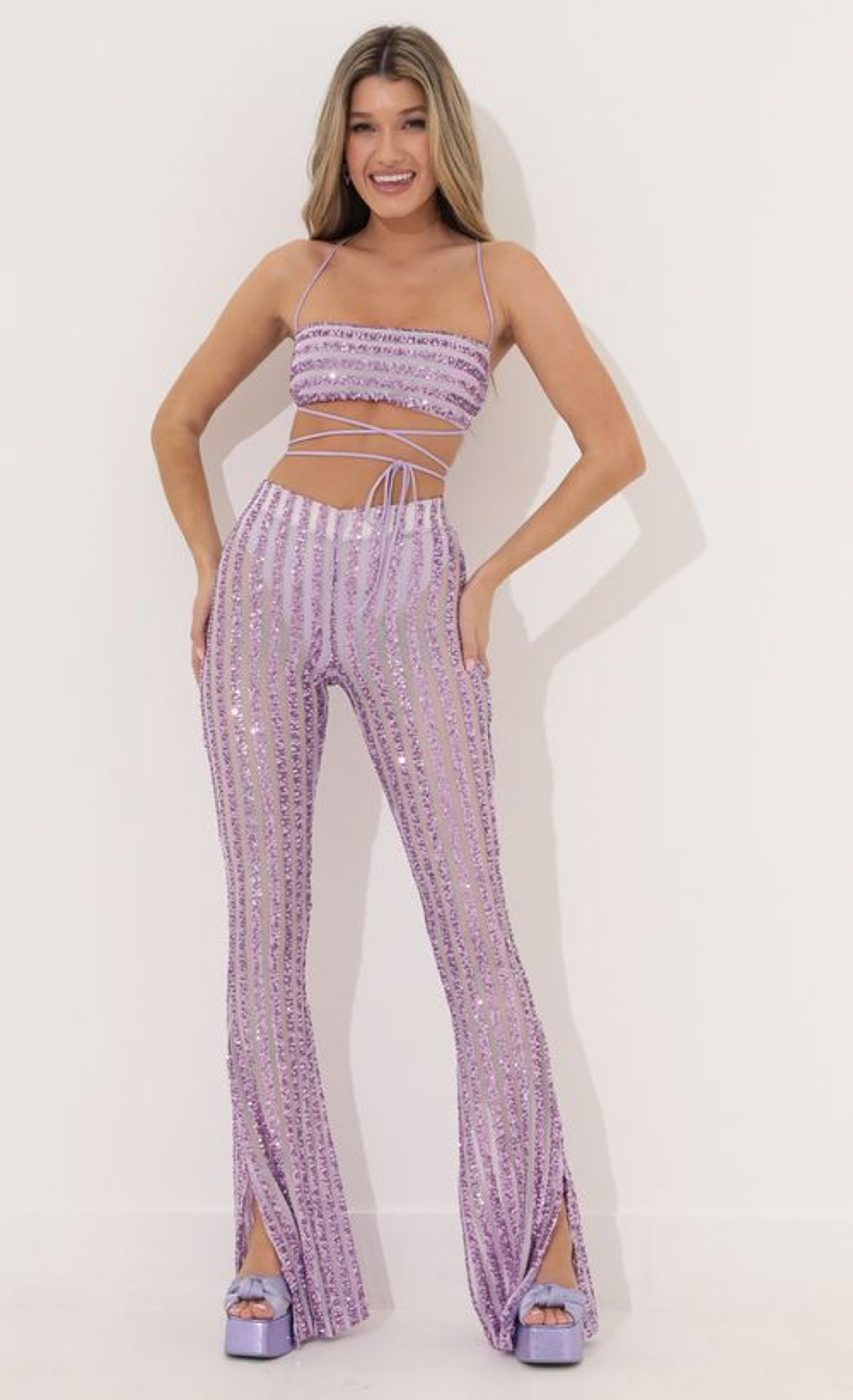 Festival Wear > Peony Sequin Two Piece Set In Purple