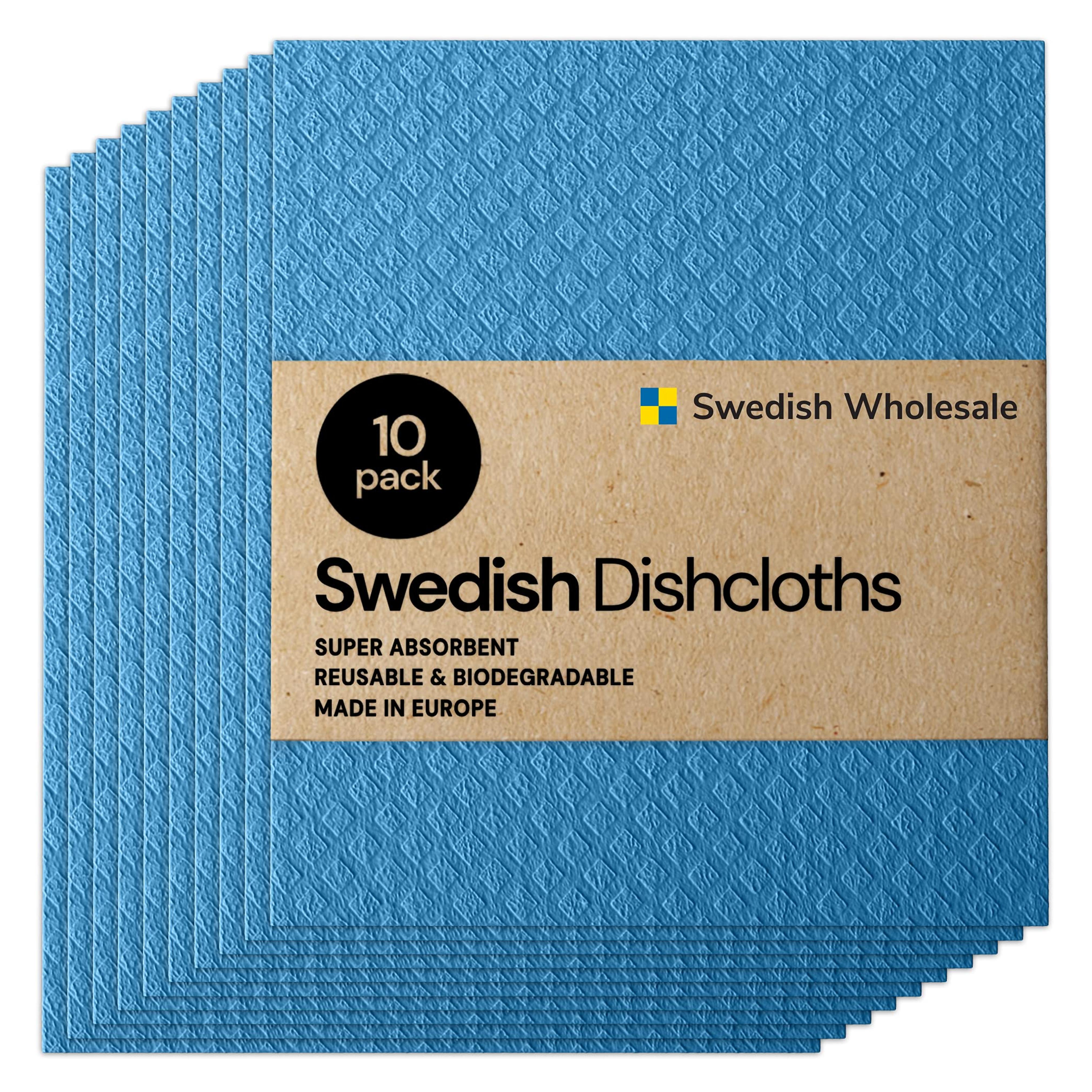 Amazon.com: Swedish Wholesale Swedish Dish Cloths - 10 Pack Reusable, Absorbent Hand Towels for Kitchen, Counters & Washing Dishes - Cellulose Sponge Cloth - Eco Friendly Gifts - Blue : Health & Household