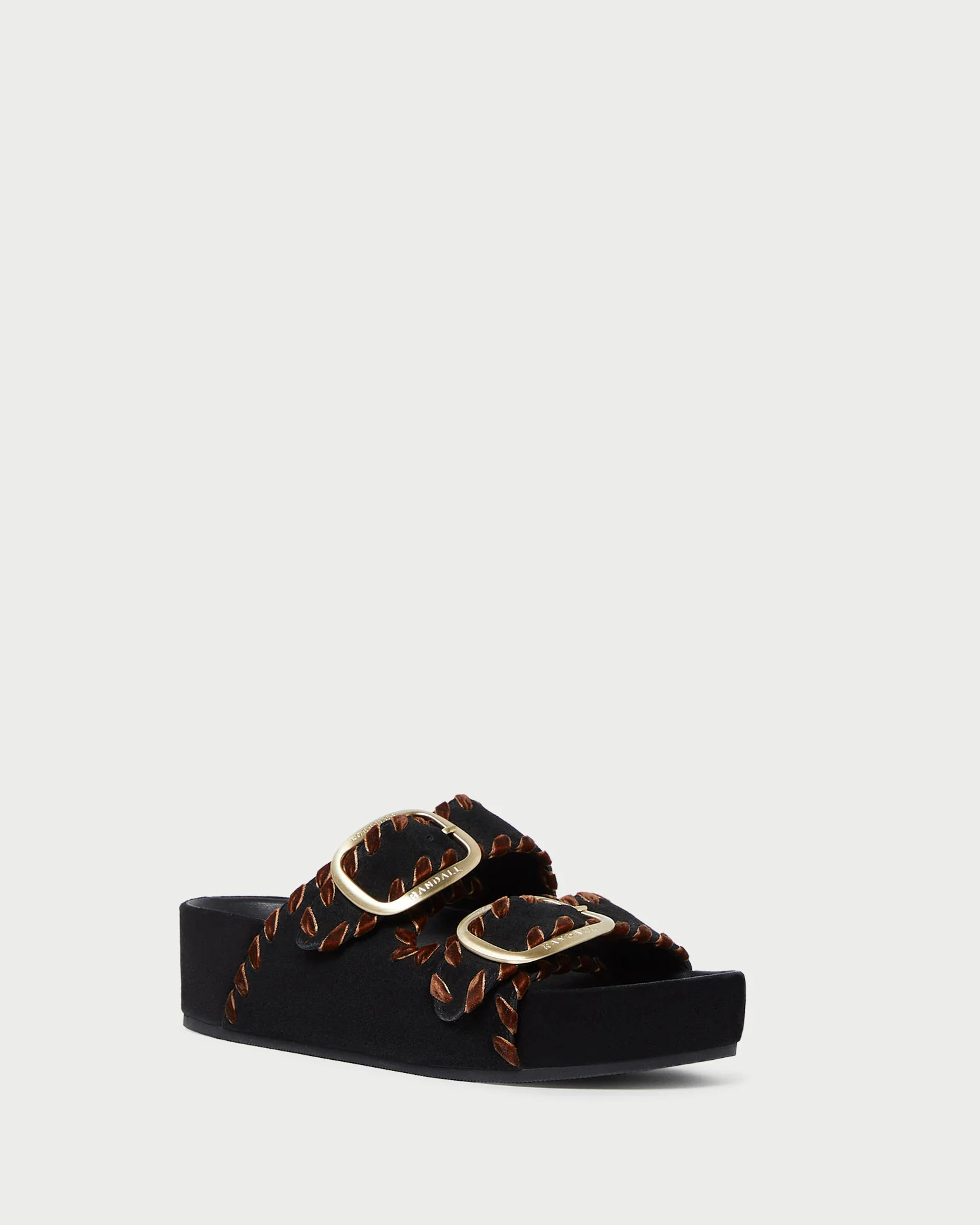 Loeffler Randall | Theo Black/Sienna Footbed Sandal l Flat Sandals l Footwear