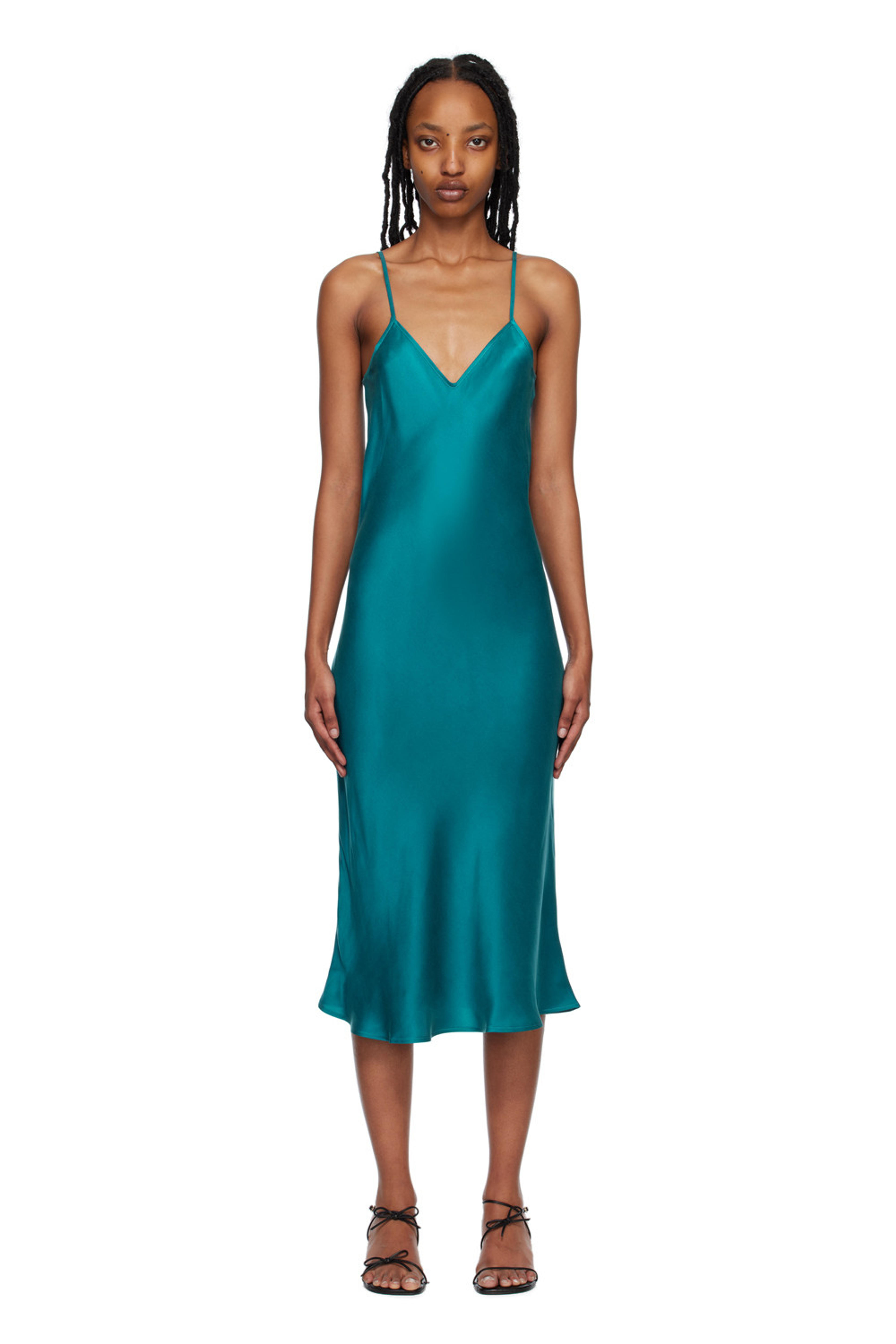 Silk Laundry: Blue 90s Slip Midi Dress | SSENSE