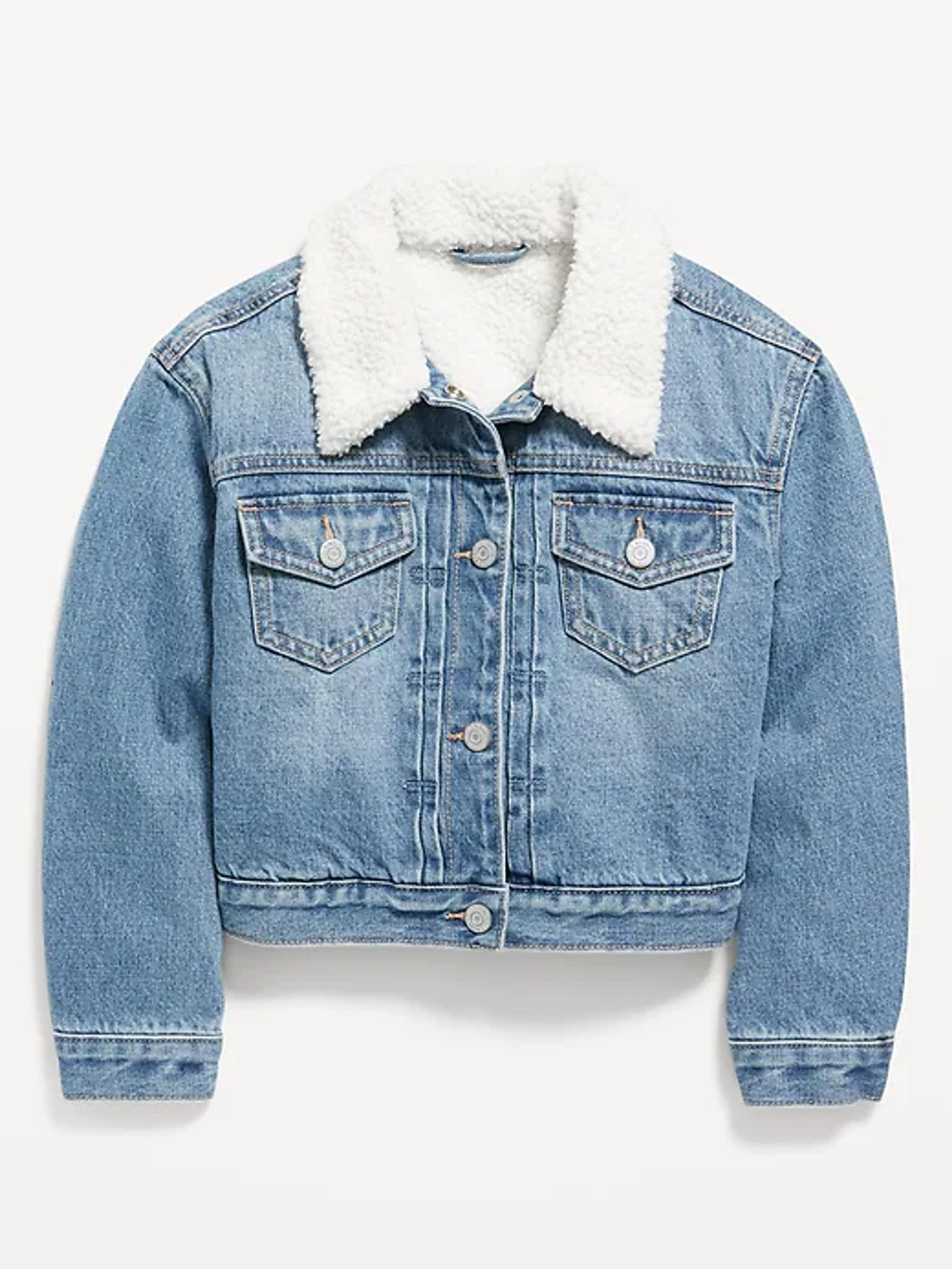 Sherpa-Lined Jean Trucker Jacket for Girls | Old Navy