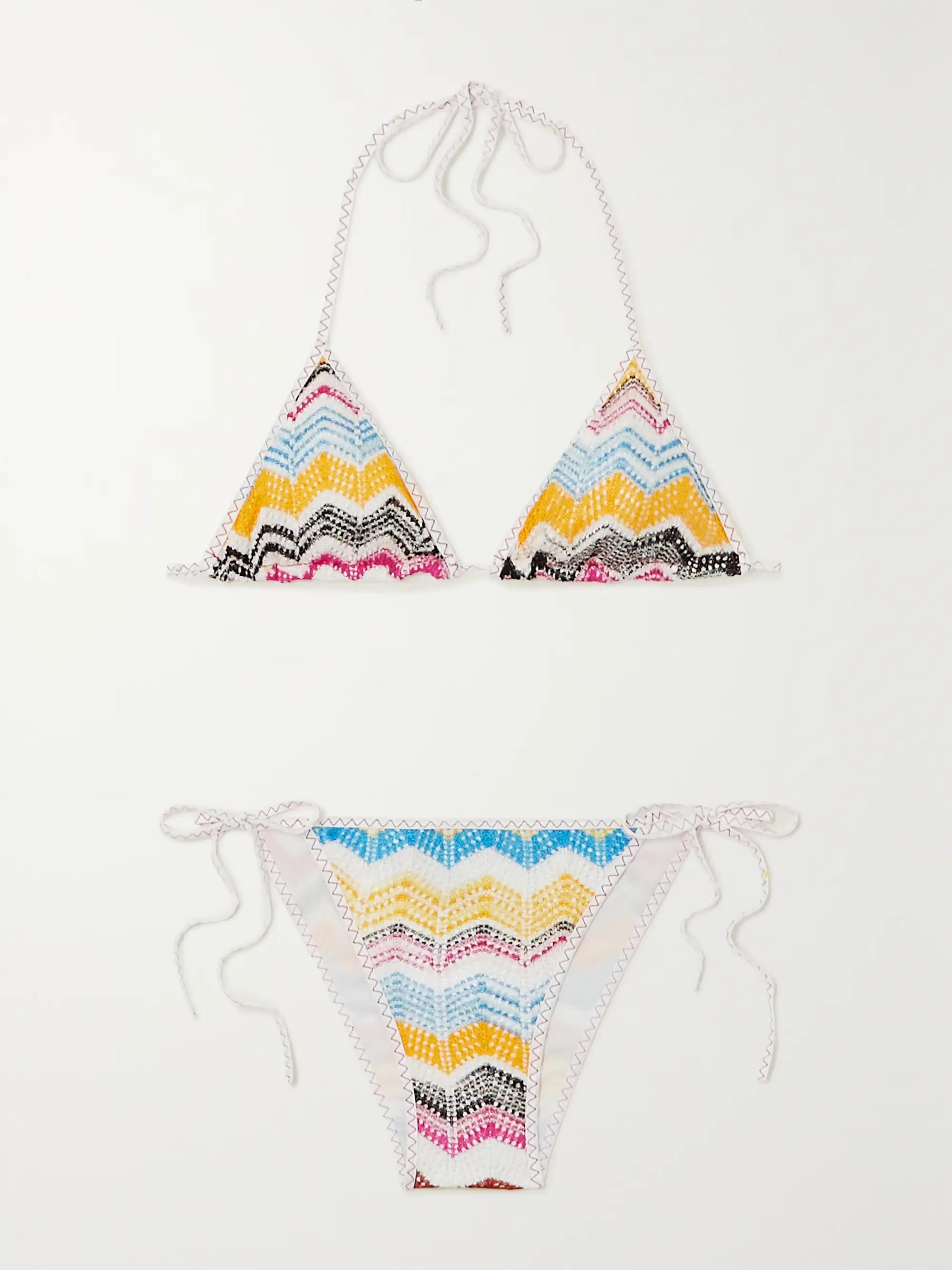 Blue Mare striped crochet-knit triangle bikini | MISSONI | NET-A-PORTER