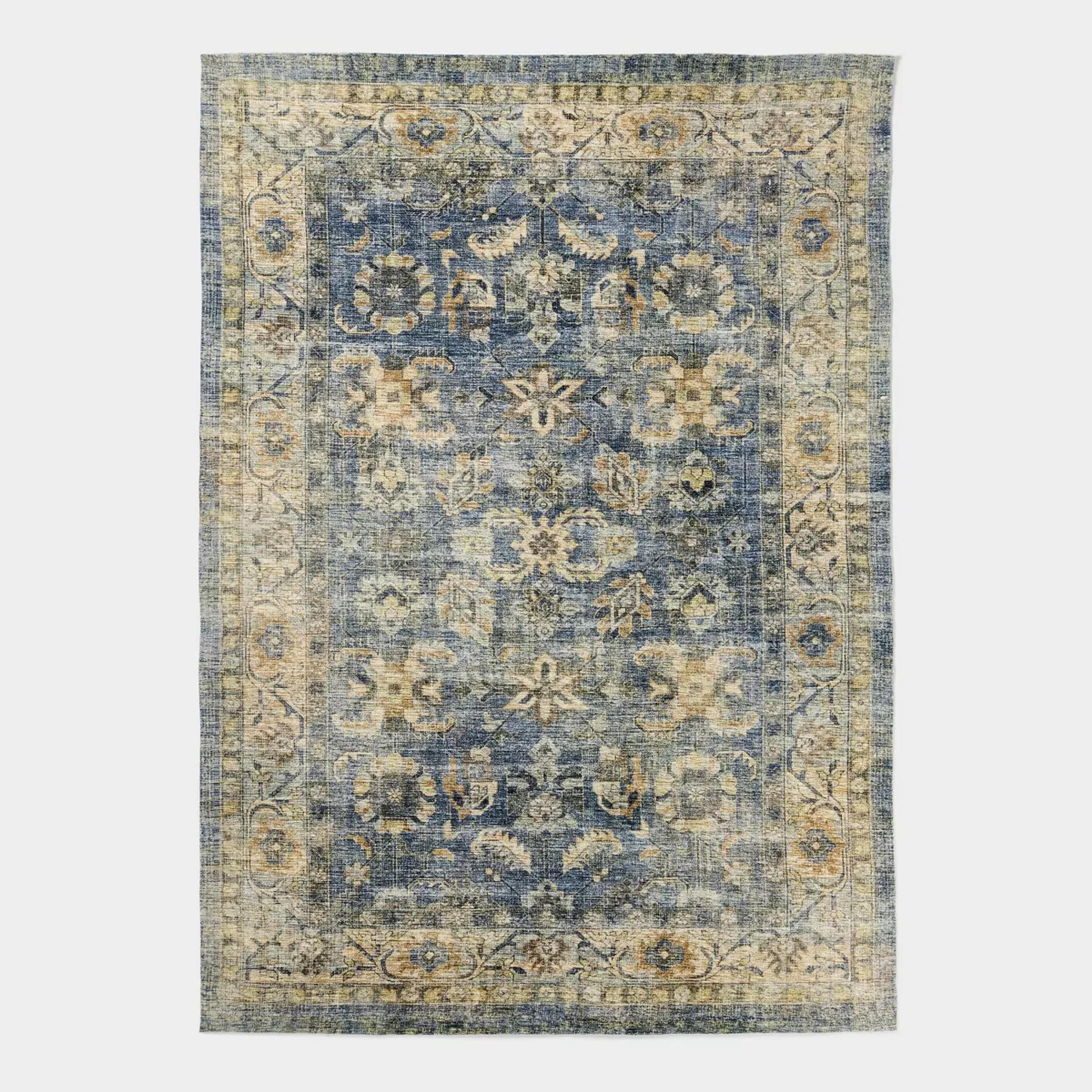 7'x10' Woven Floral Distressed Rug Blue - Threshold™ Designed With Studio Mcgee : Target