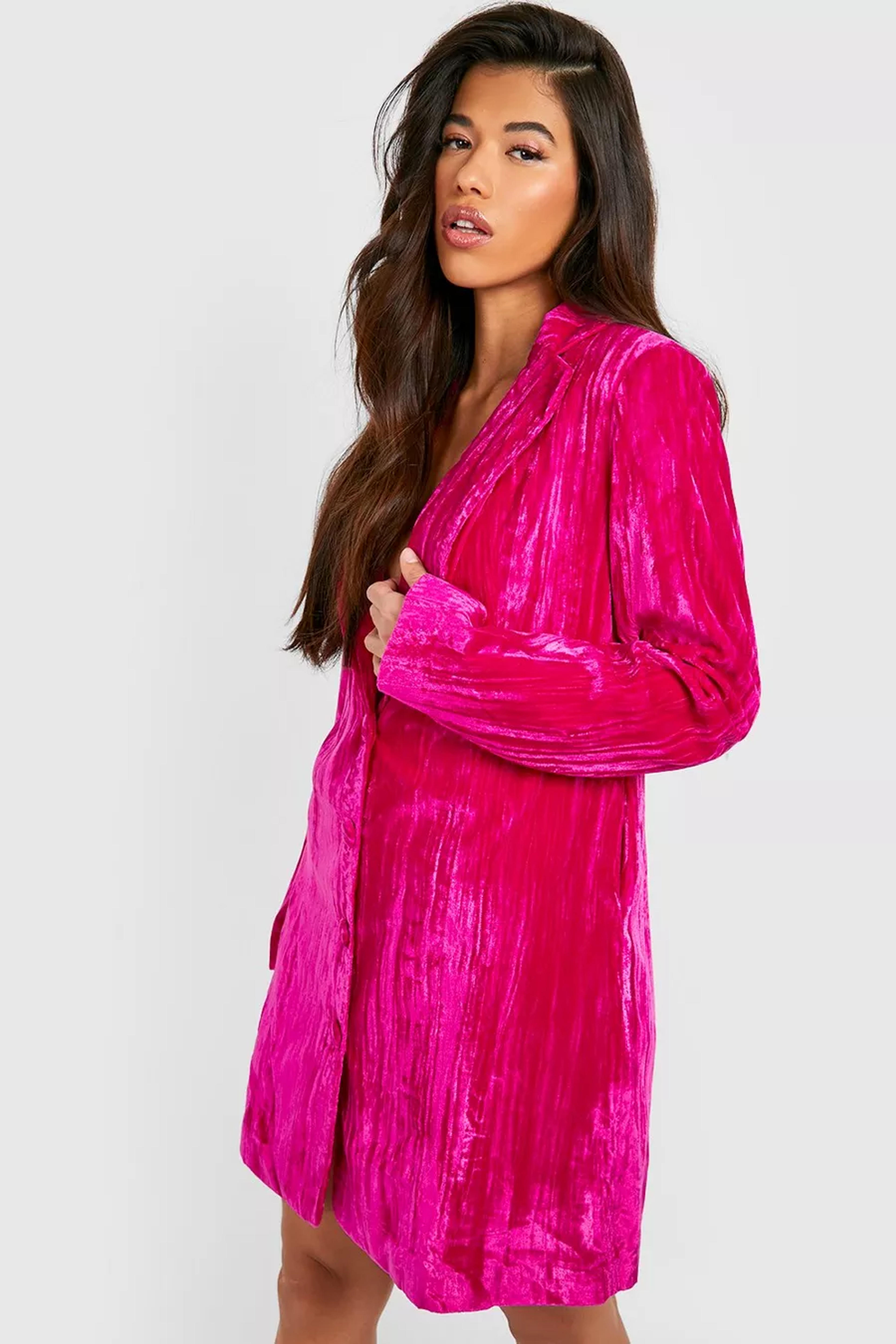 Tall Crinkle Velvet Blazer Dress