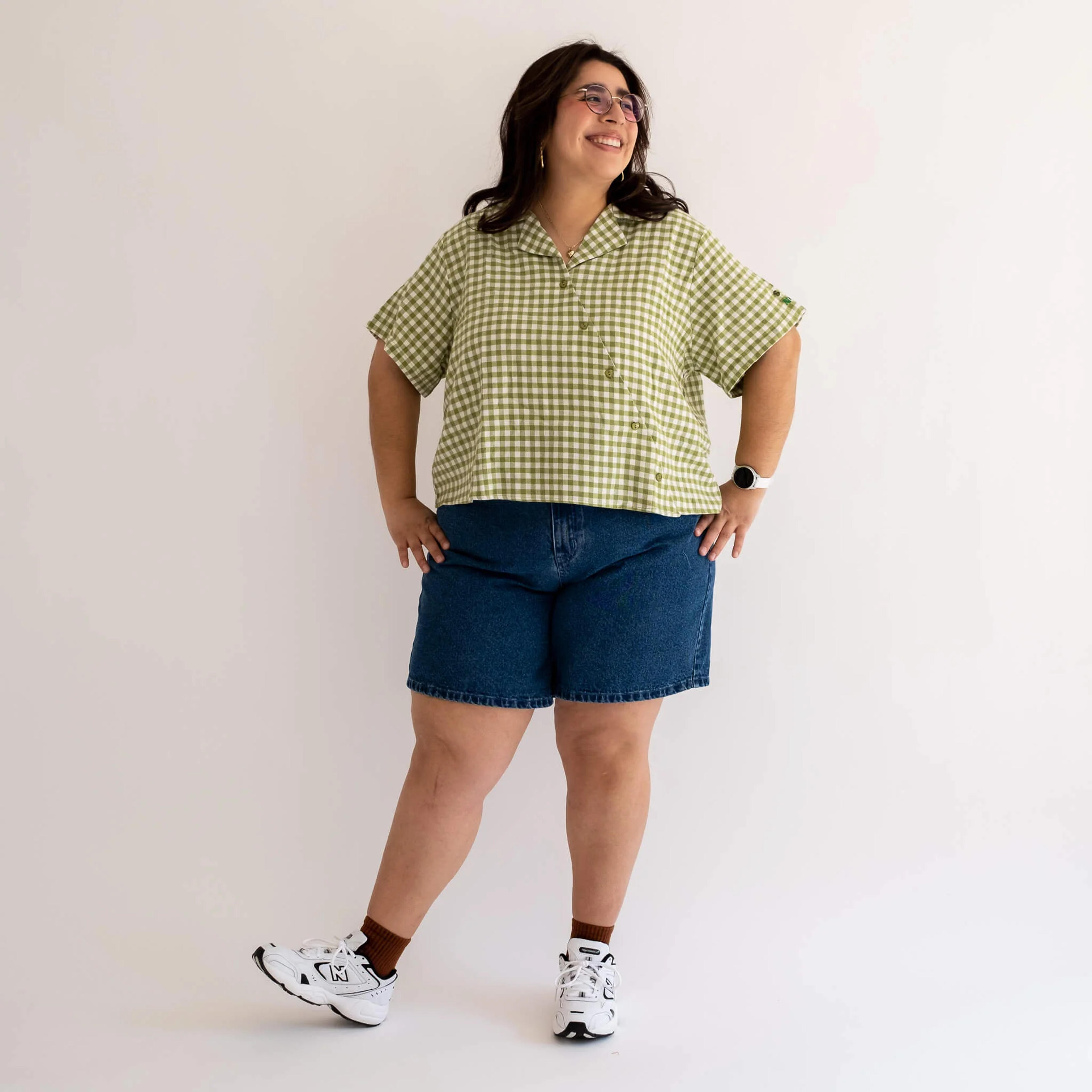 Diagonal Button-Up - Green Gingham *Clearance Sale*