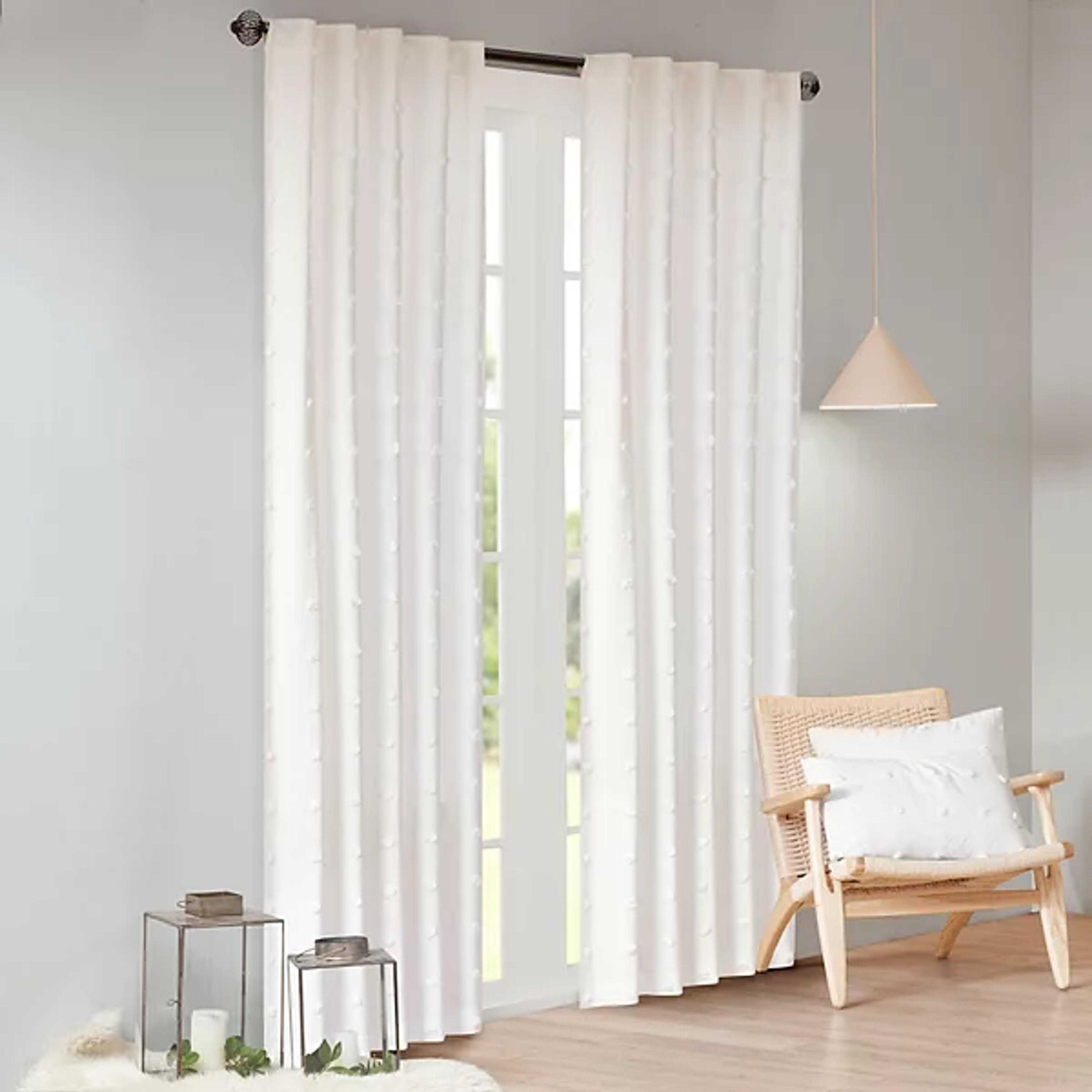 Madison Park Maize Cotton Jacquard Pom Pom Light Filtering Window Curtain