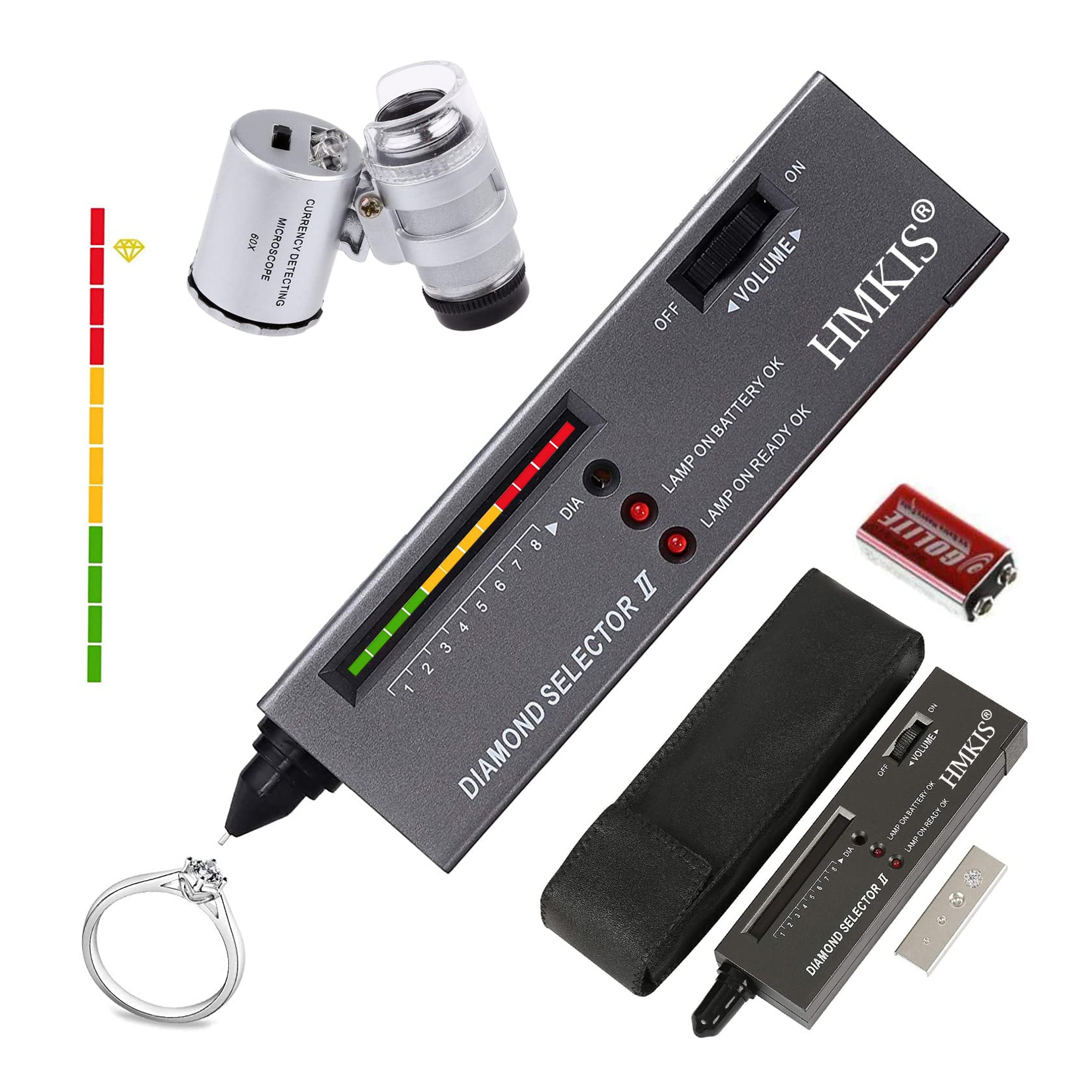 HMKIS Diamond Tester Pen, High Accuracy Jewelry Diamond Tester＋ 60X Mini LED Magnifying, Professional Diamond Selector for Novice and Expert, Thermal Conductivity Meter