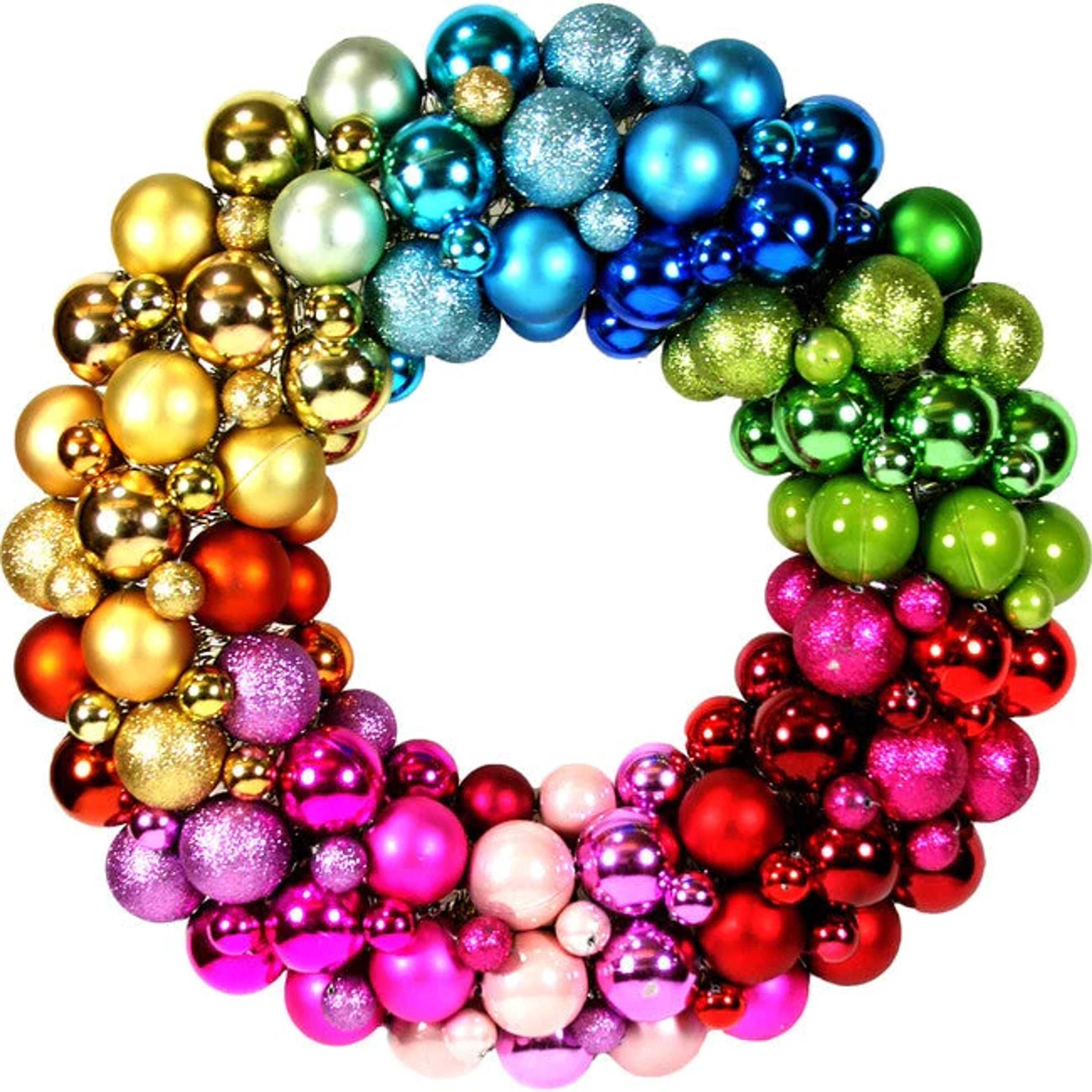 15" Ball Encrusted Wreath, Rainbow | Paperless Post Party Shop