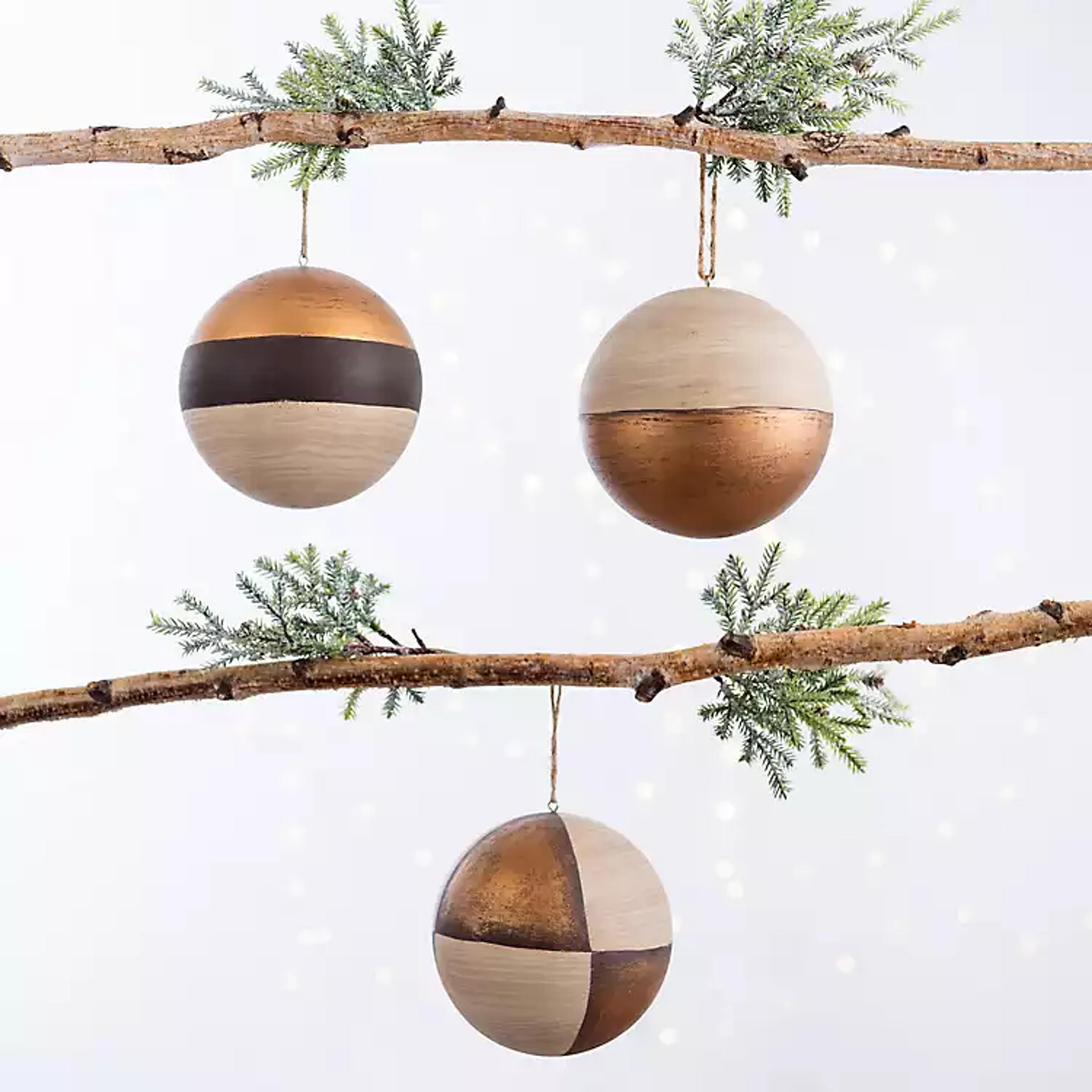 Modern Wood Ornaments, Set of 3 | Kirklands Home