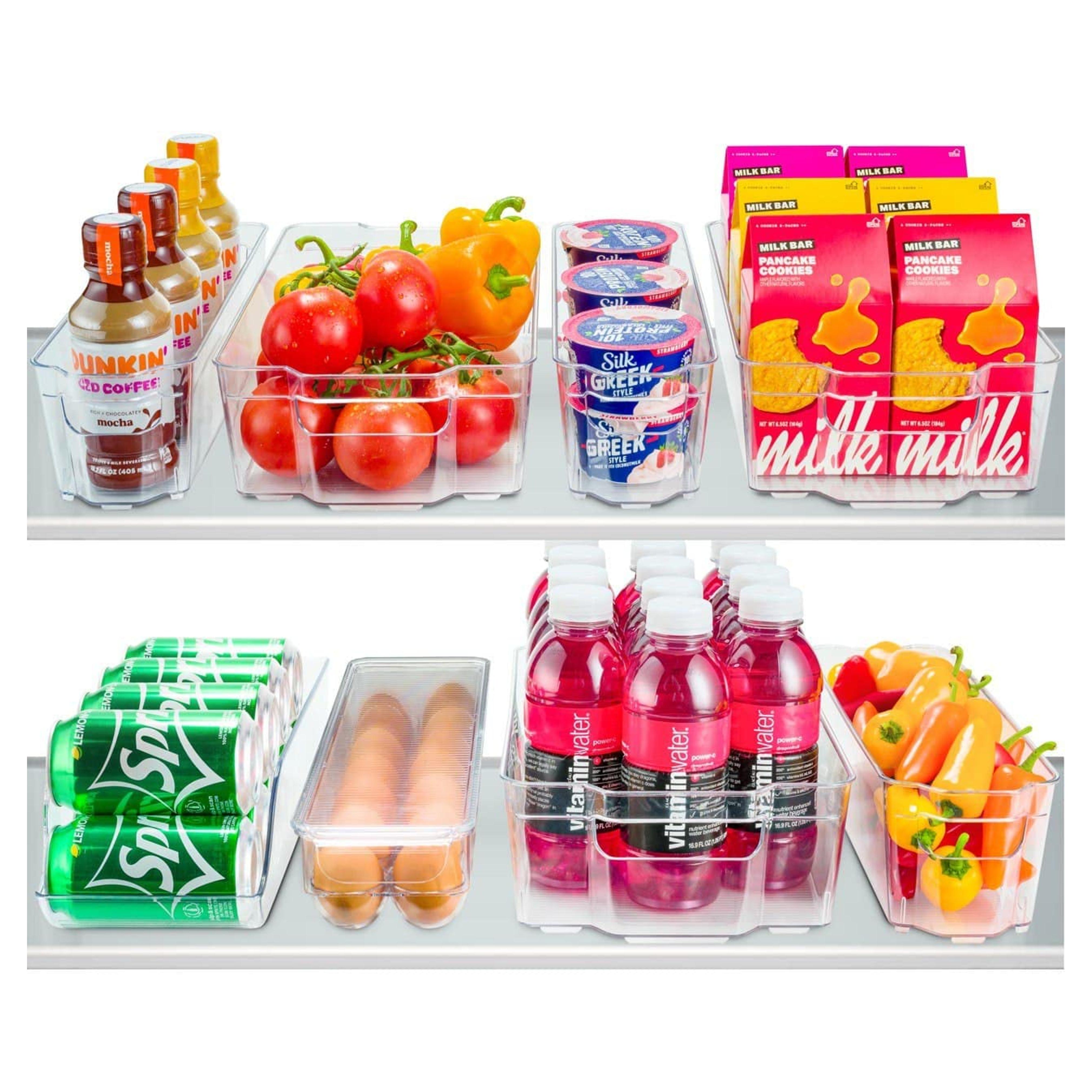 Set Of 8 Refrigerator Pantry Organizer Bins - Clear Food Storage Baskets for Kitchen, Countertops, Cabinets, Fridge, Freezer,