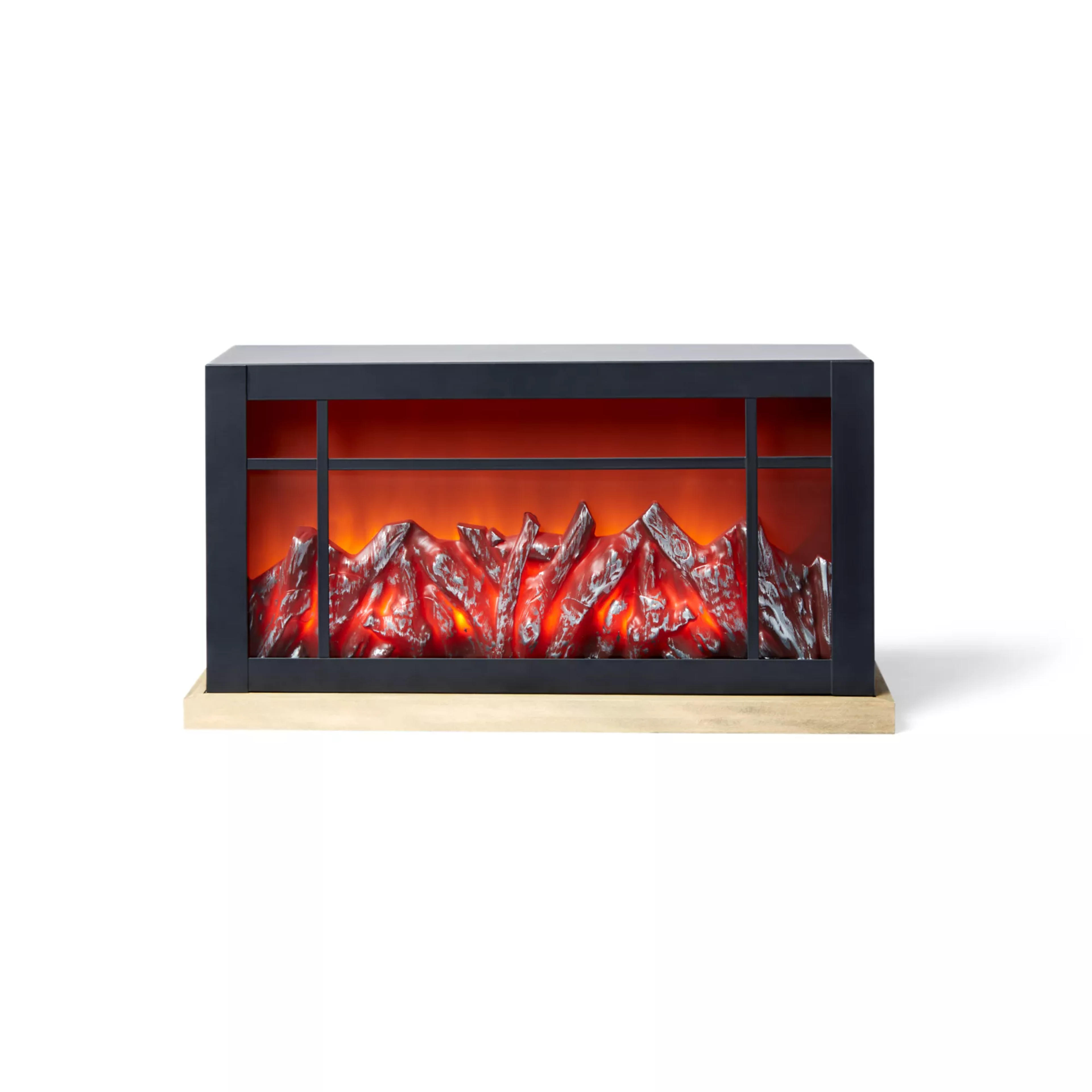 Greyson Home Decorative LED Tabletop Fireplace in Black/Wood | Bed Bath & Beyond