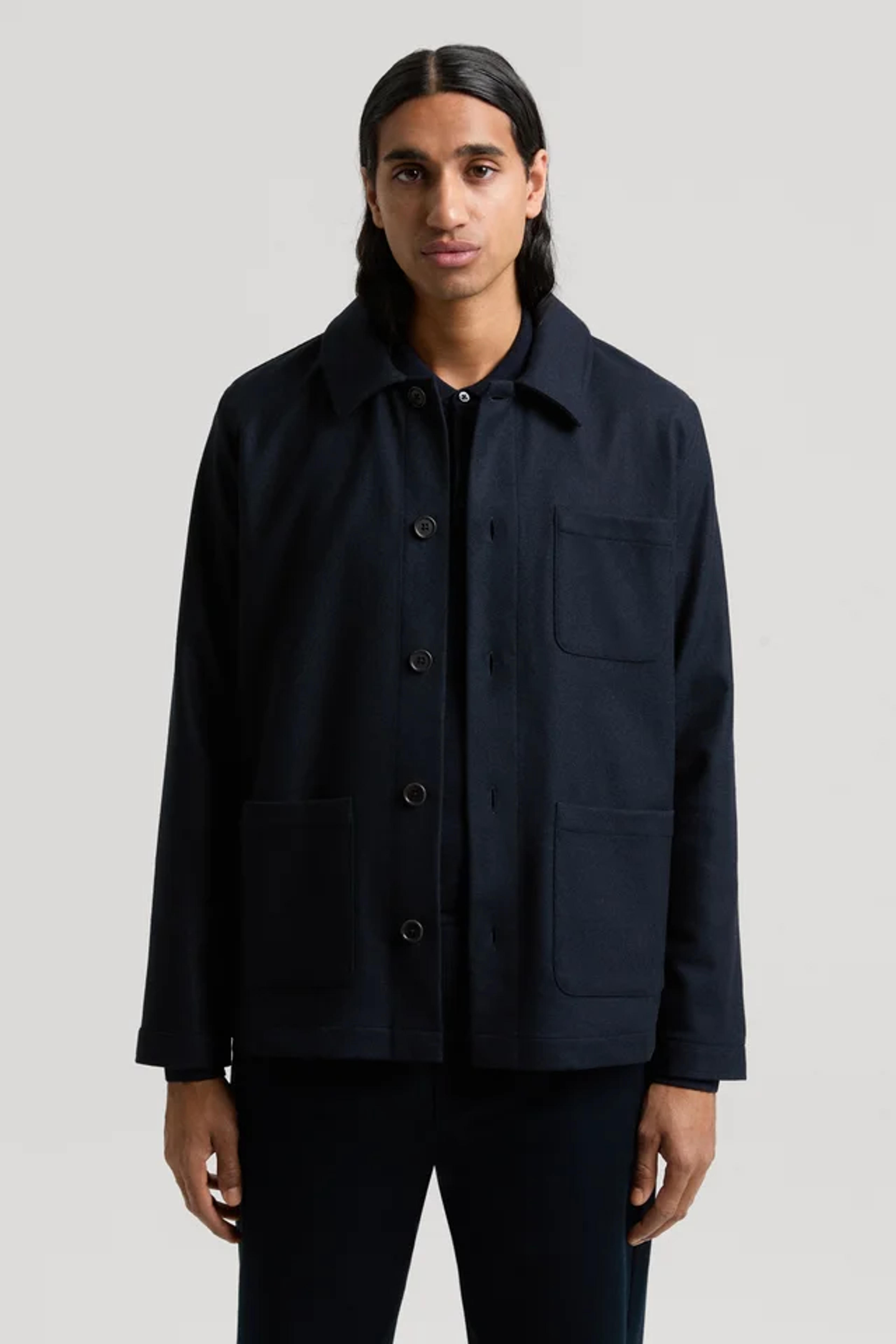 Dark Navy Wool Overshirt | Italian Recycled Wool- ASKET