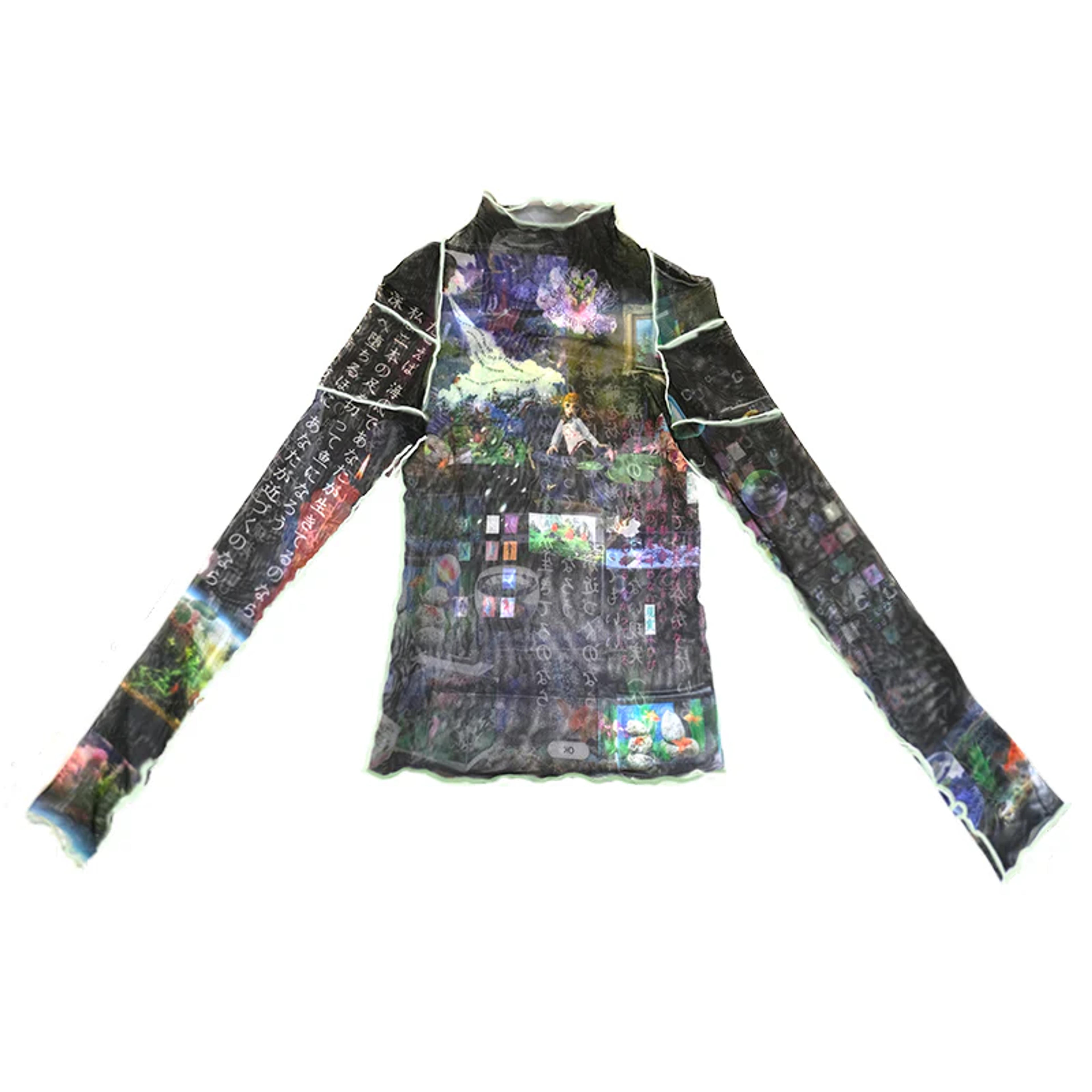 Futuristic Fish Tank Japanese Poem Mesh Shirt | LivingRoom