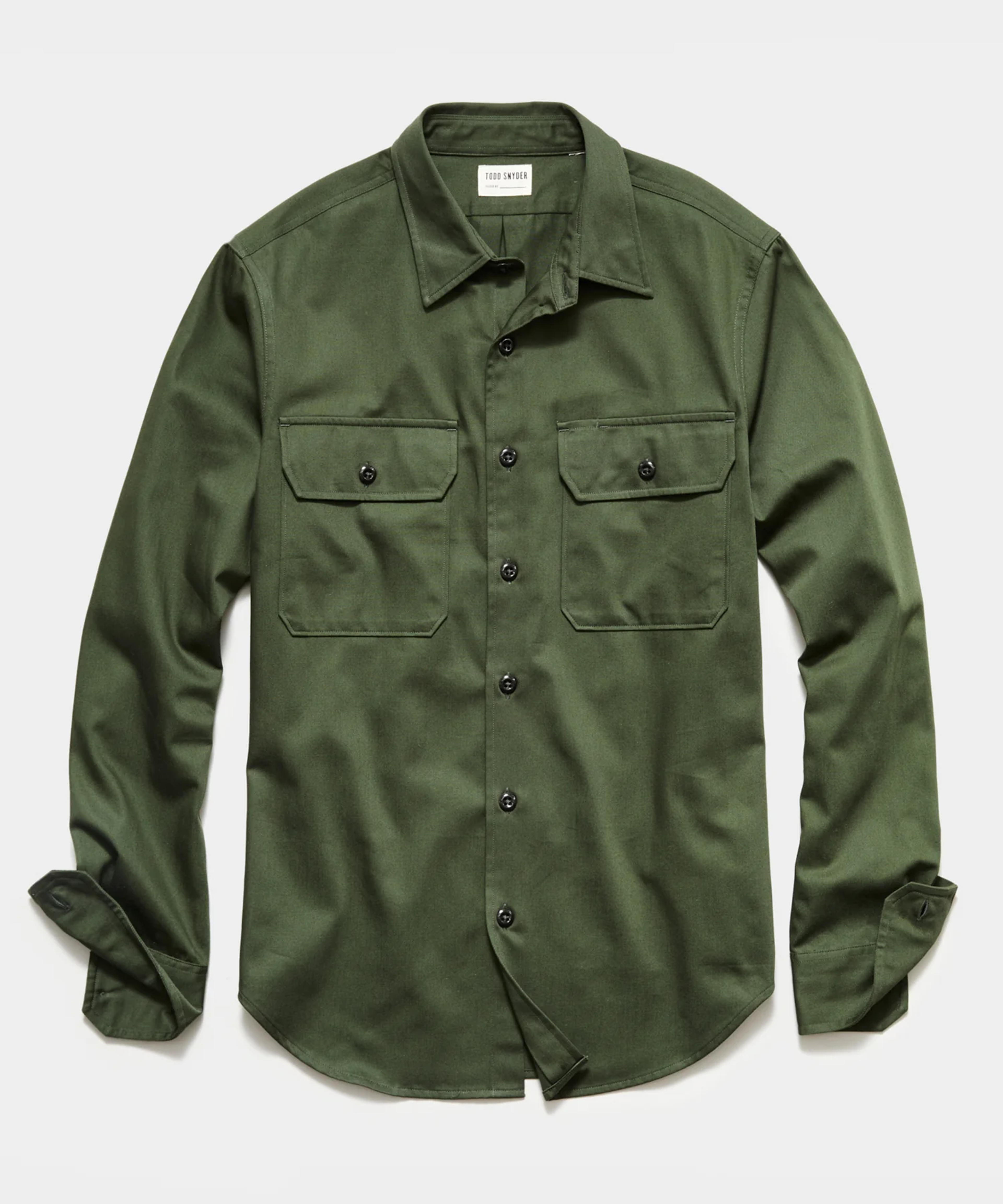 Two Pocket Utility Long Sleeve Shirt in Oak Moss