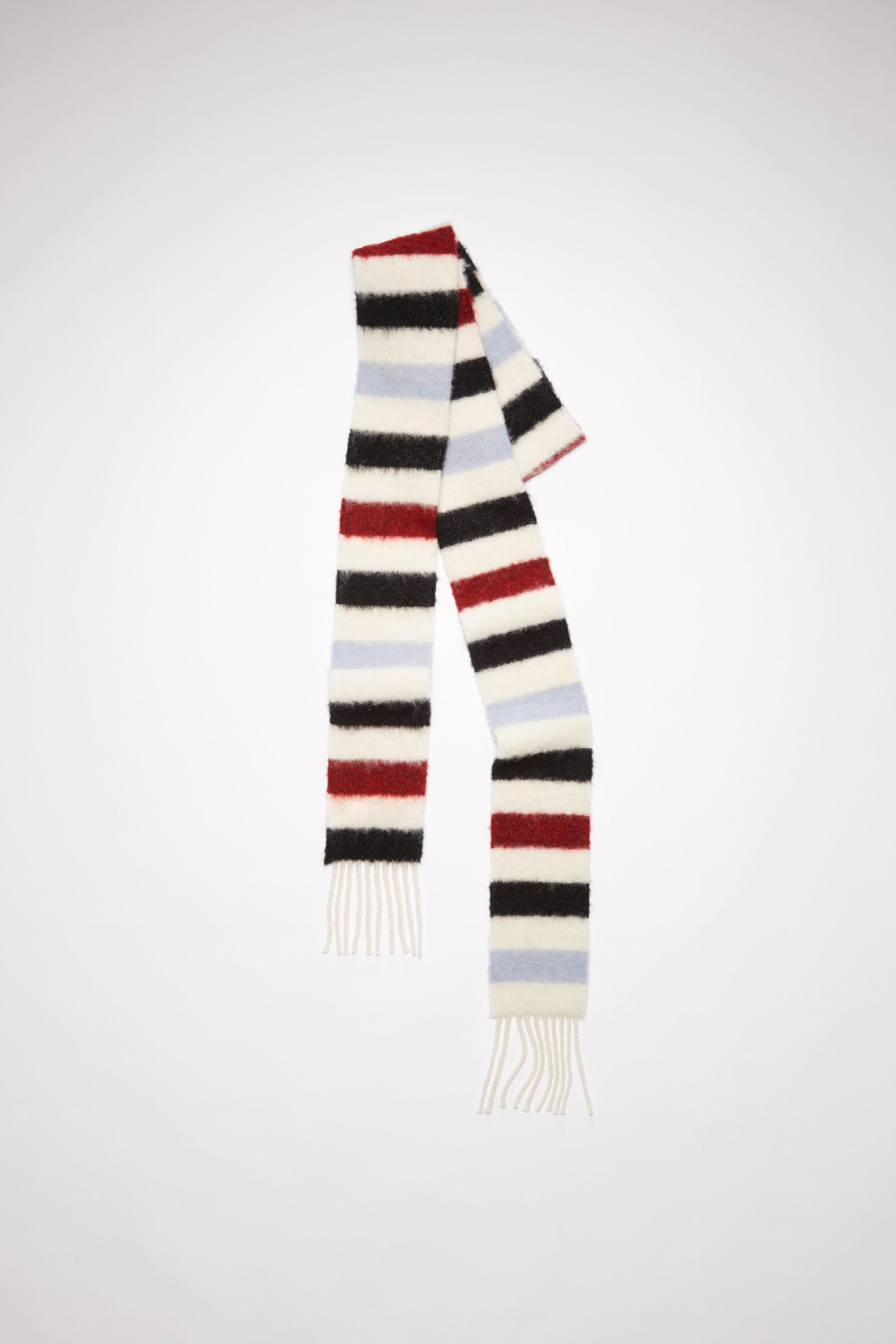 Acne Studios - Wool-alpaca fringe scarf - Skinny - White/red/black