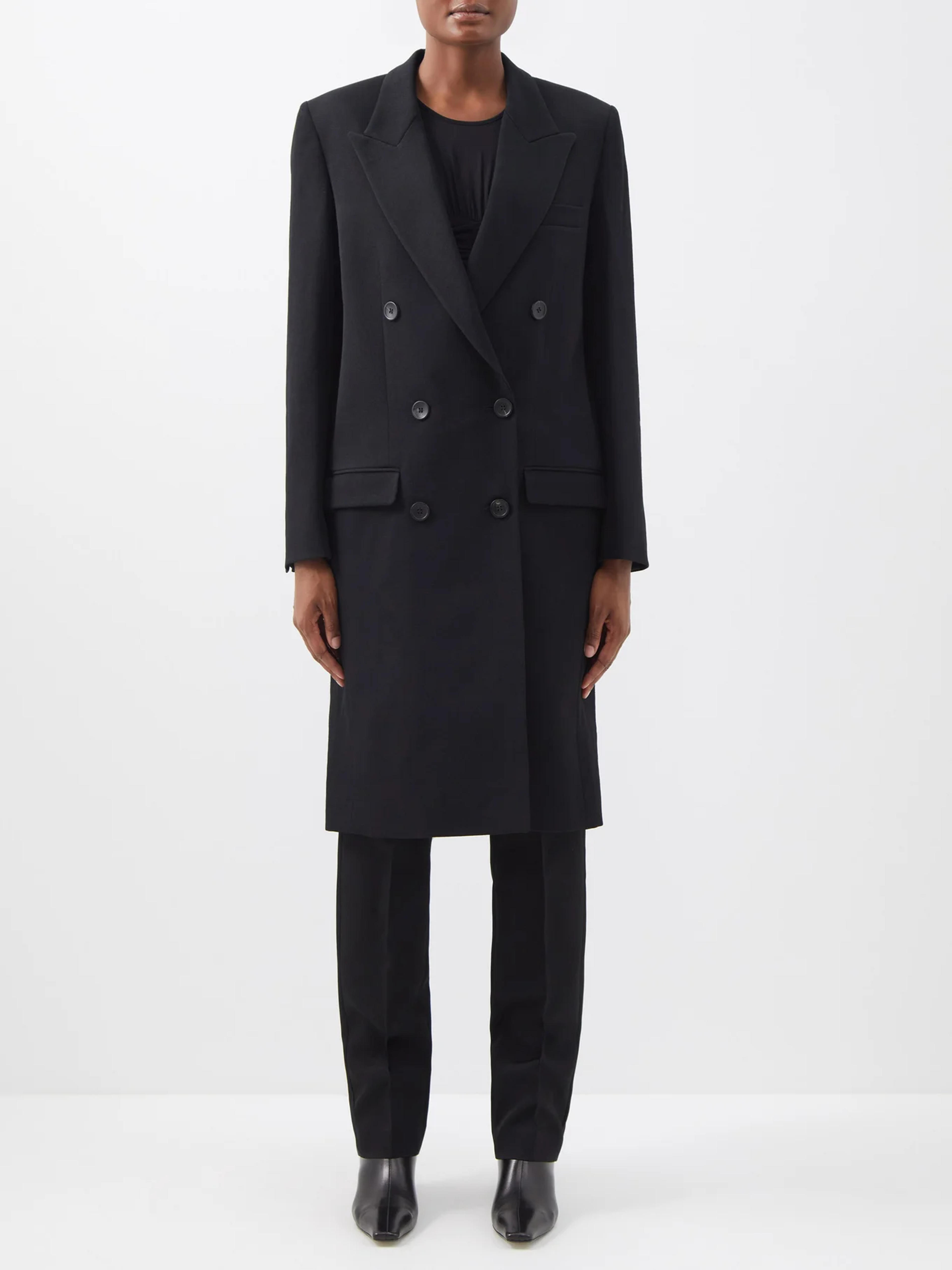 Black Fantine double-breasted wool coat | Isabel Marant | MATCHESFASHION US