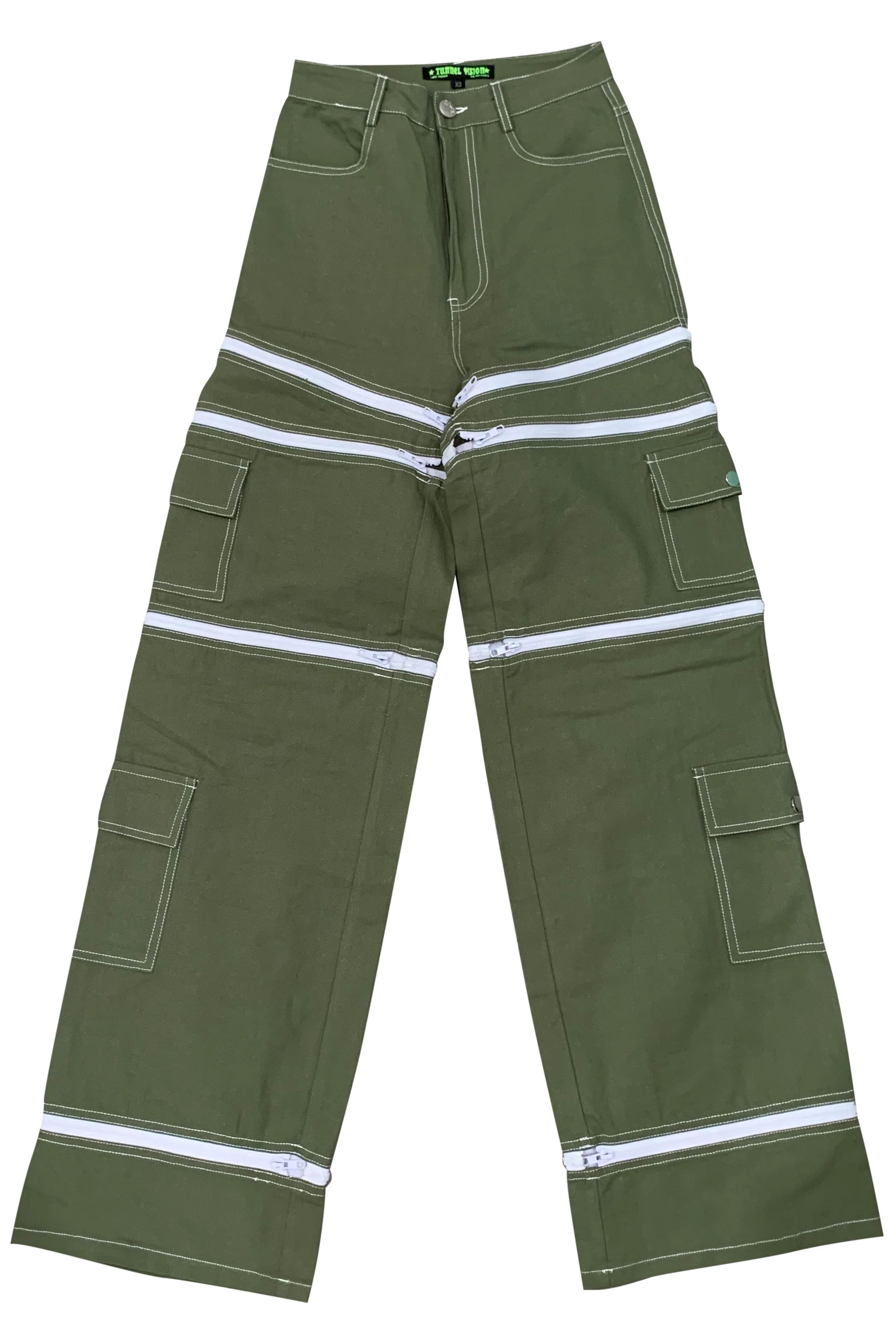 Olive Green 5-in-1 Convertible Zip-Off Cargo Pants