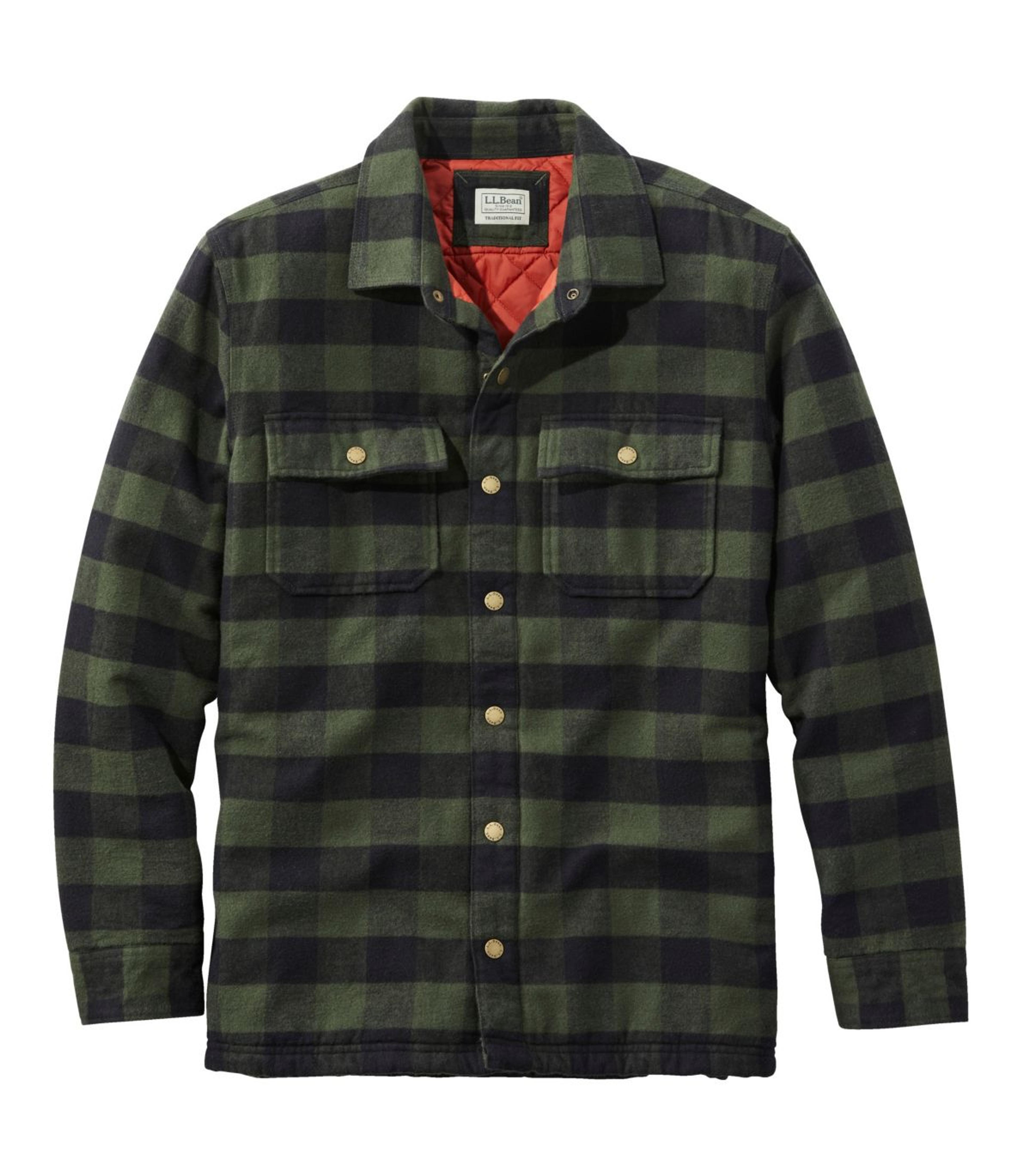 Men's PrimaLoft Lined Chamois Shirt Jac, Traditional Untucked Fit, Plaid at L.L. Bean
