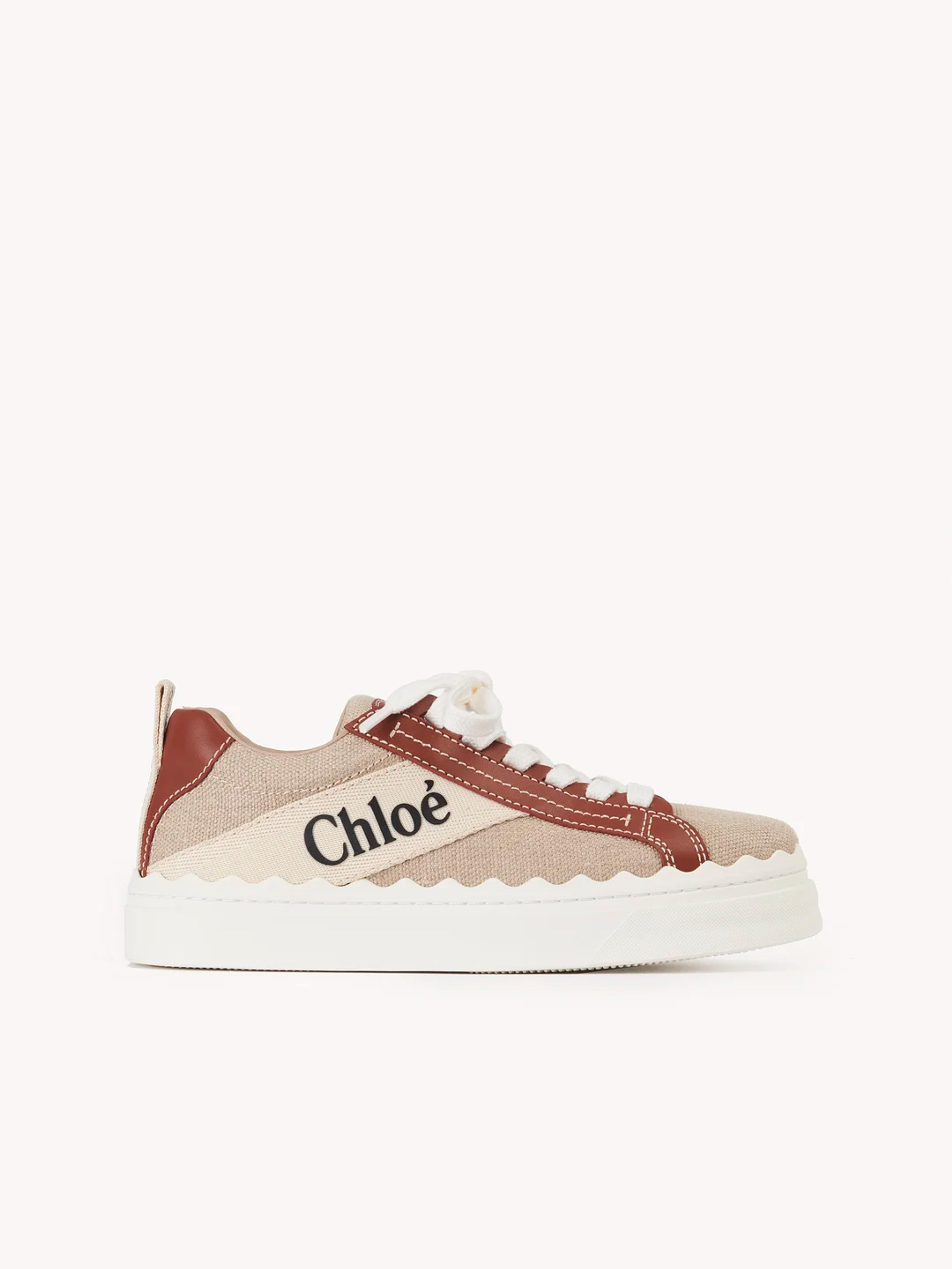 CHLOÉ- Lauren Leather and Canvas Sneakers- Woman- 41 - Beige