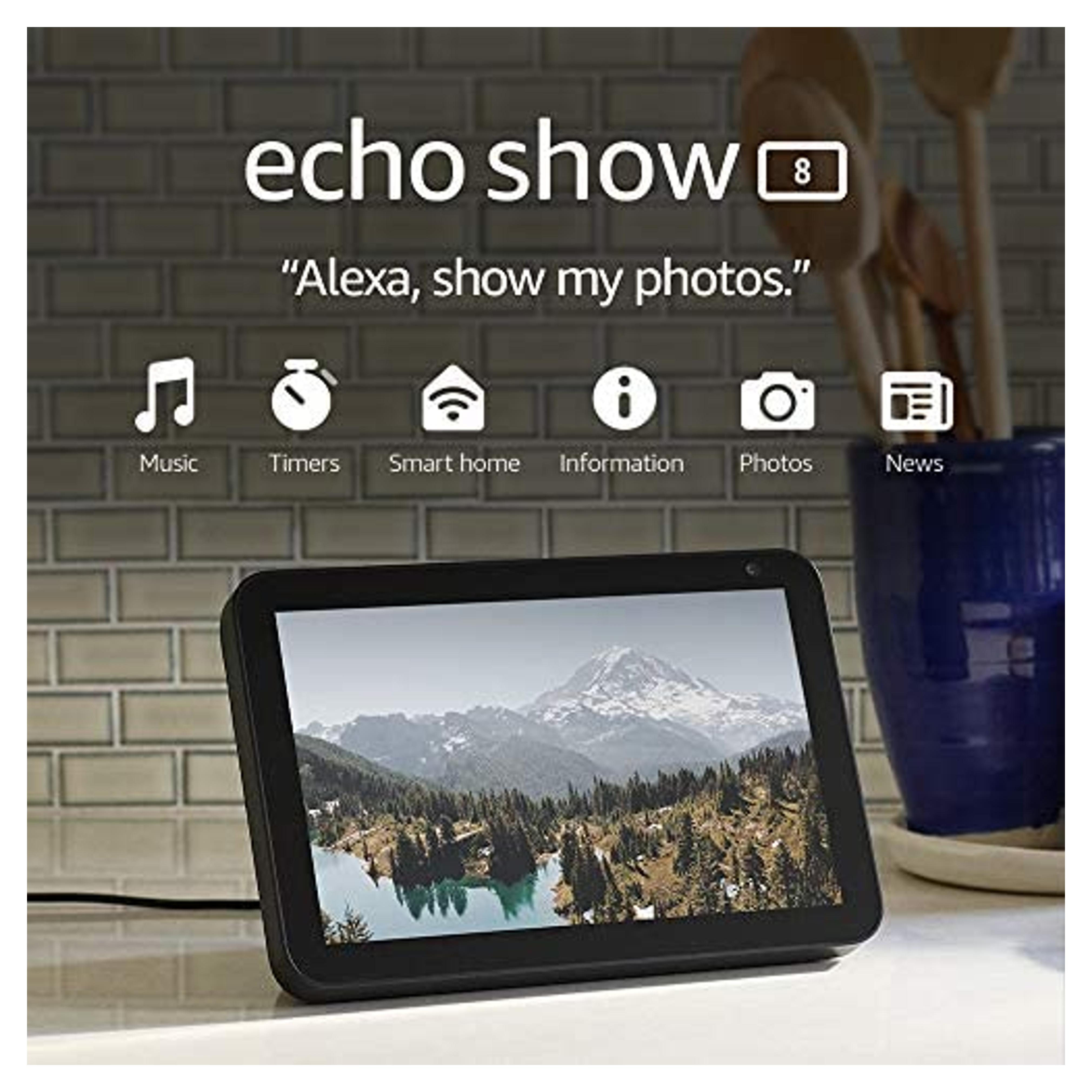 Amazon.com: Echo Show 8 (1st Gen, 2019 release) -- HD smart display with Alexa – Unlimited Cloud Photo Storage – Digital Photo Display - Charcoal : Amazon Devices & Accessories