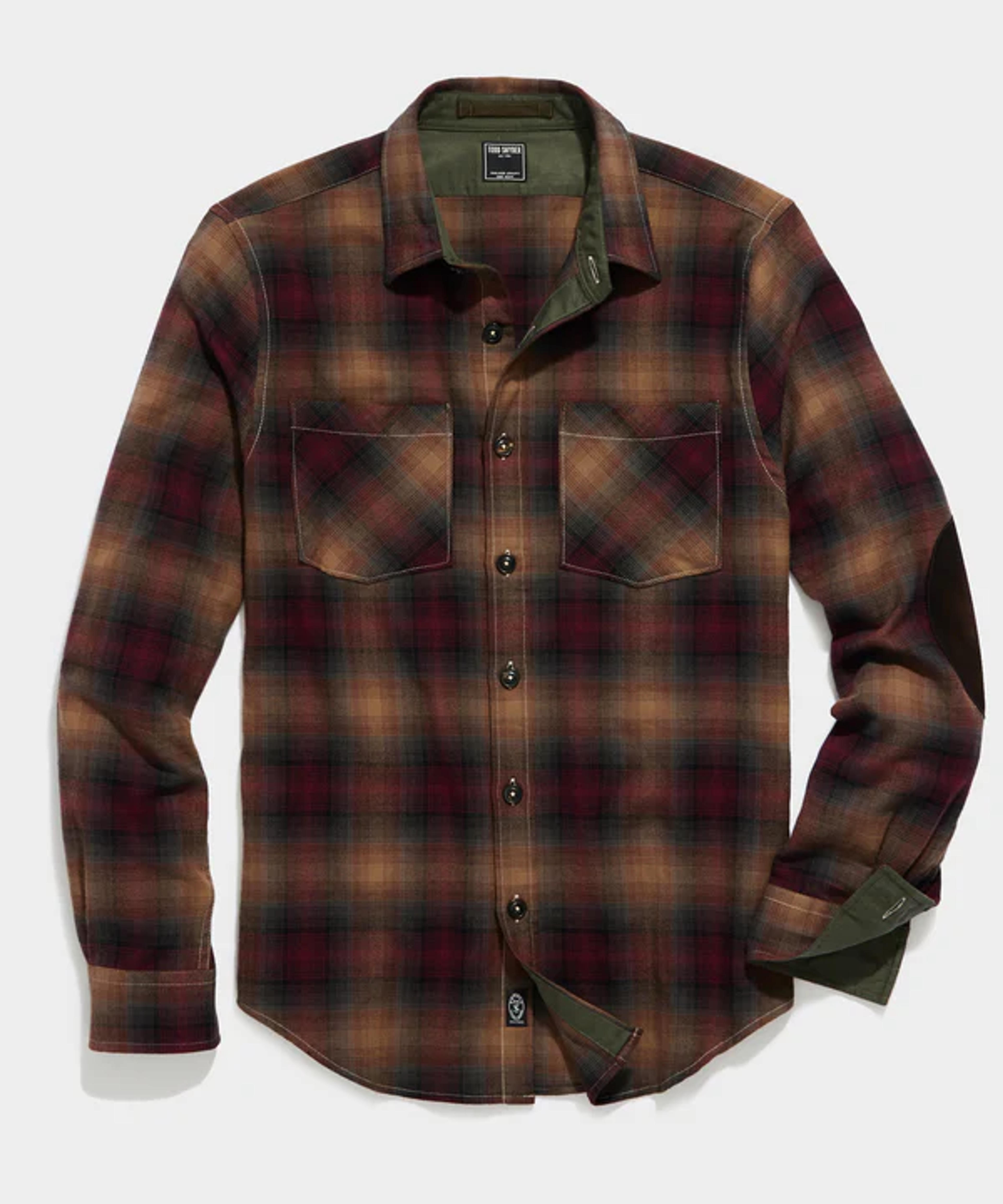 Maroon Multi-Plaid Italian Flannel Overshirt - Todd Snyder