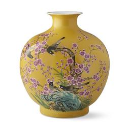 Yellow Hummingbird Ginger Jar Pom Decorative Vase | Williams Sonoma